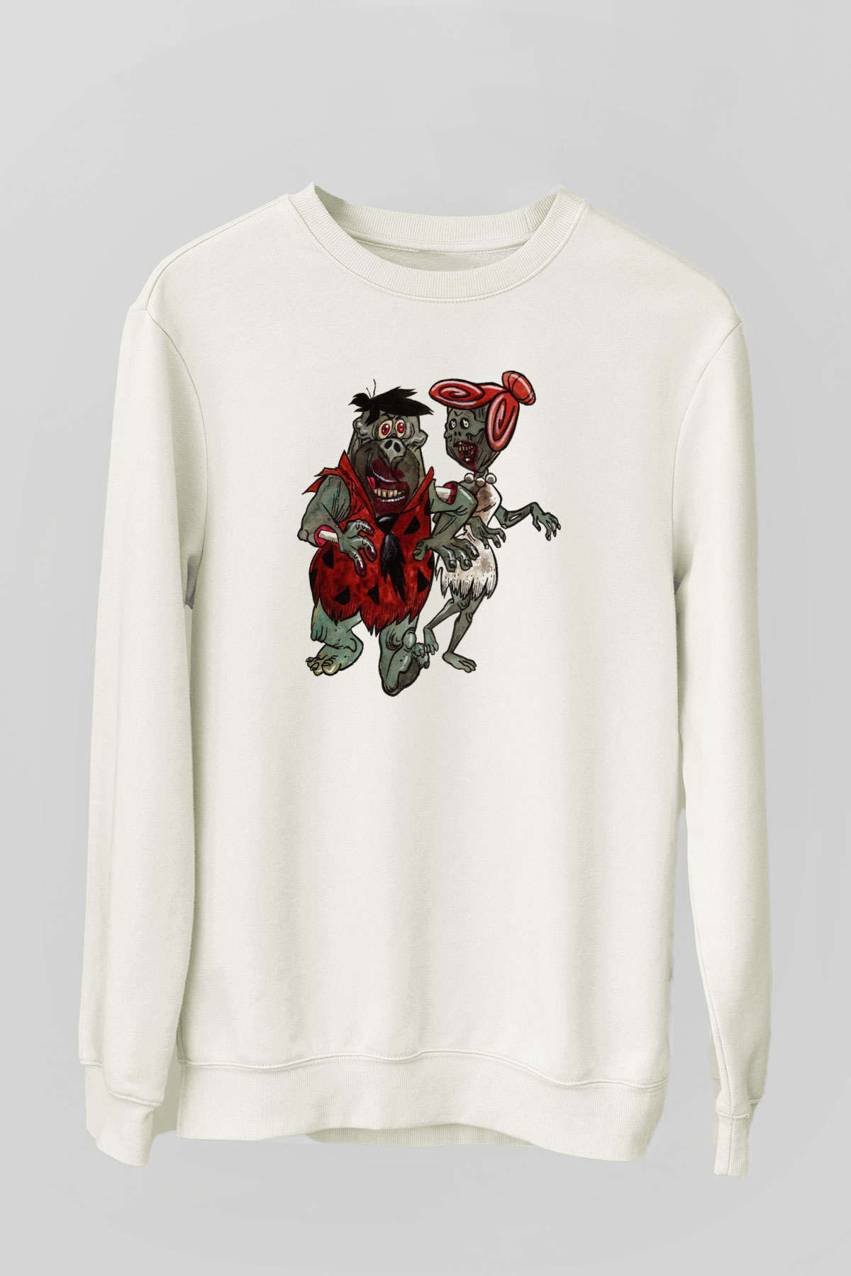 The Flintstones Taş Devri Beyaz Unisex Sweatshirt