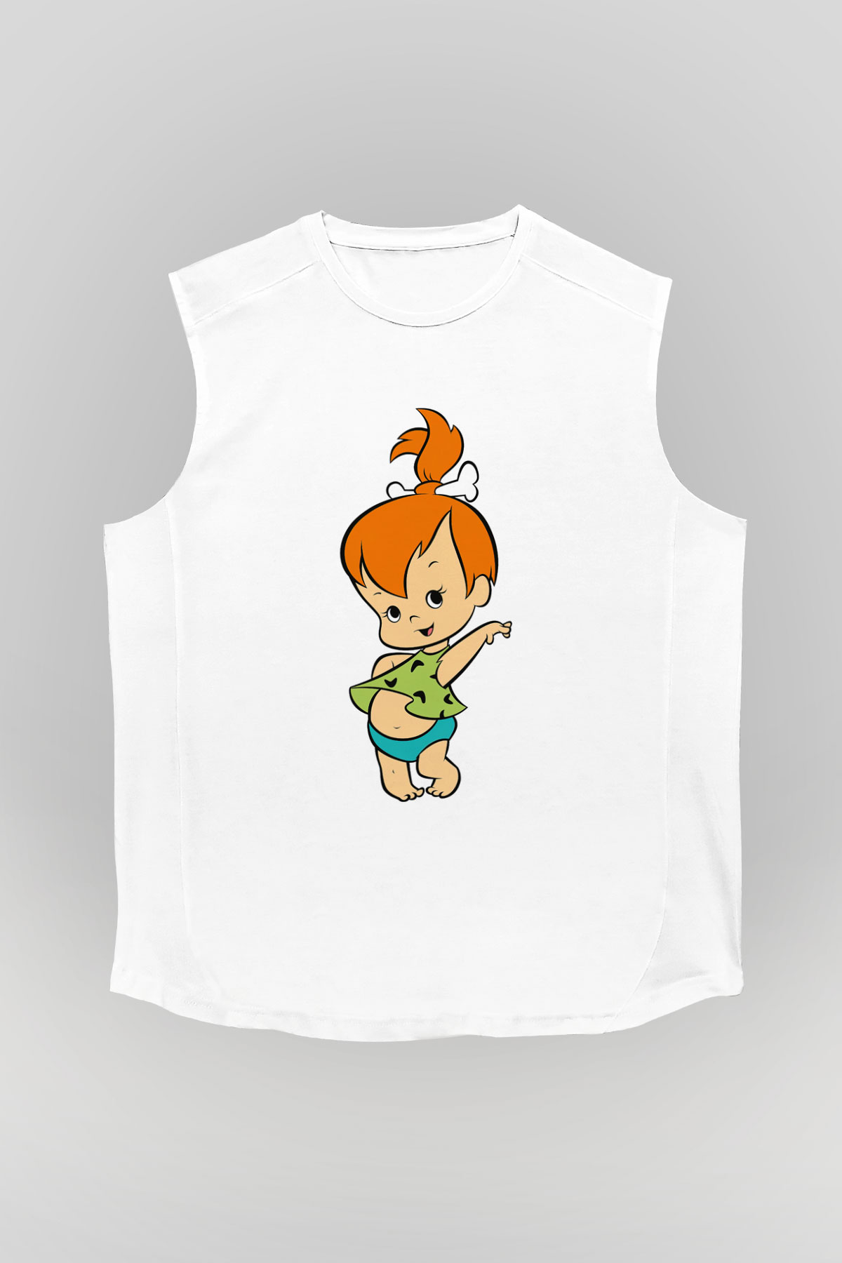 The Flintstones Taş Devri Beyaz Unisex Kolsuz Tişört