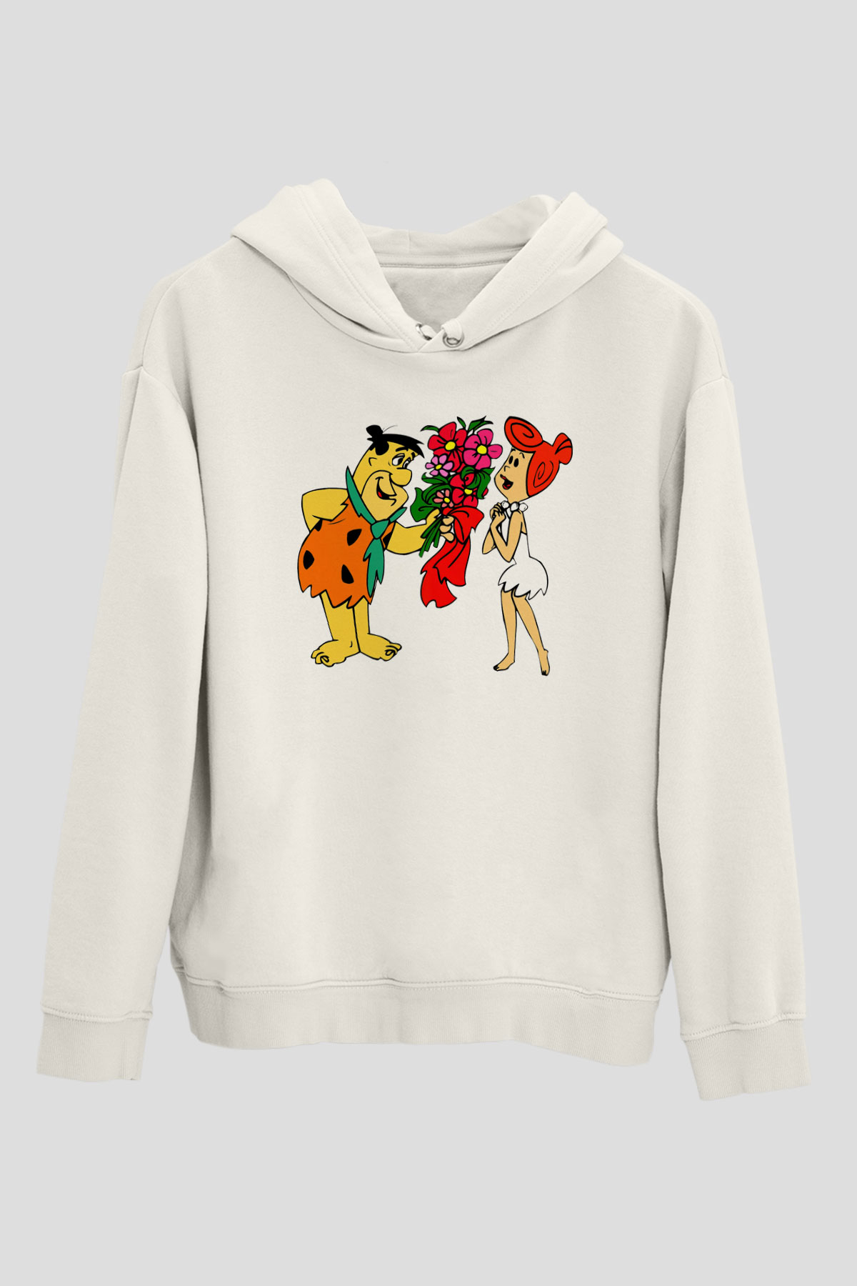 The Flintstones Taş Devri Beyaz Unisex Hoodie