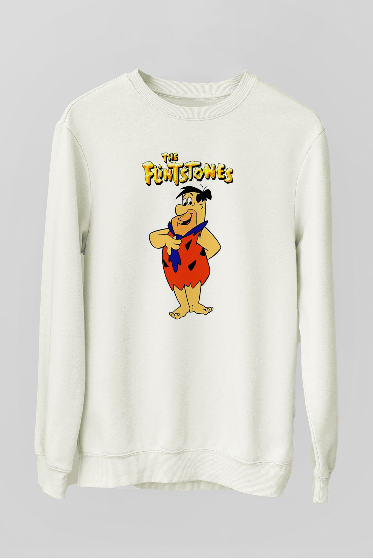 The Flintstones Taş Devri Beyaz Unisex  Sweatshirt