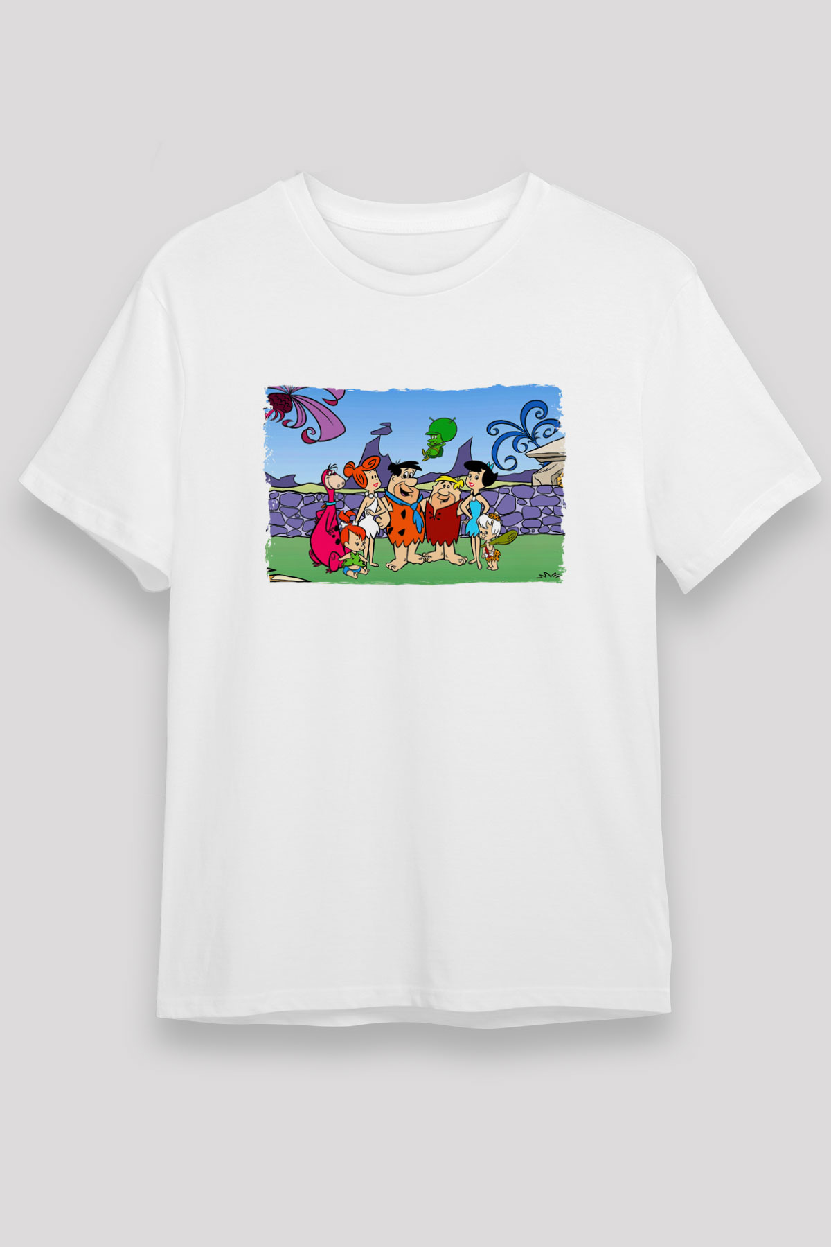The Flintstones Taş Devri Beyaz Unisex Tişört