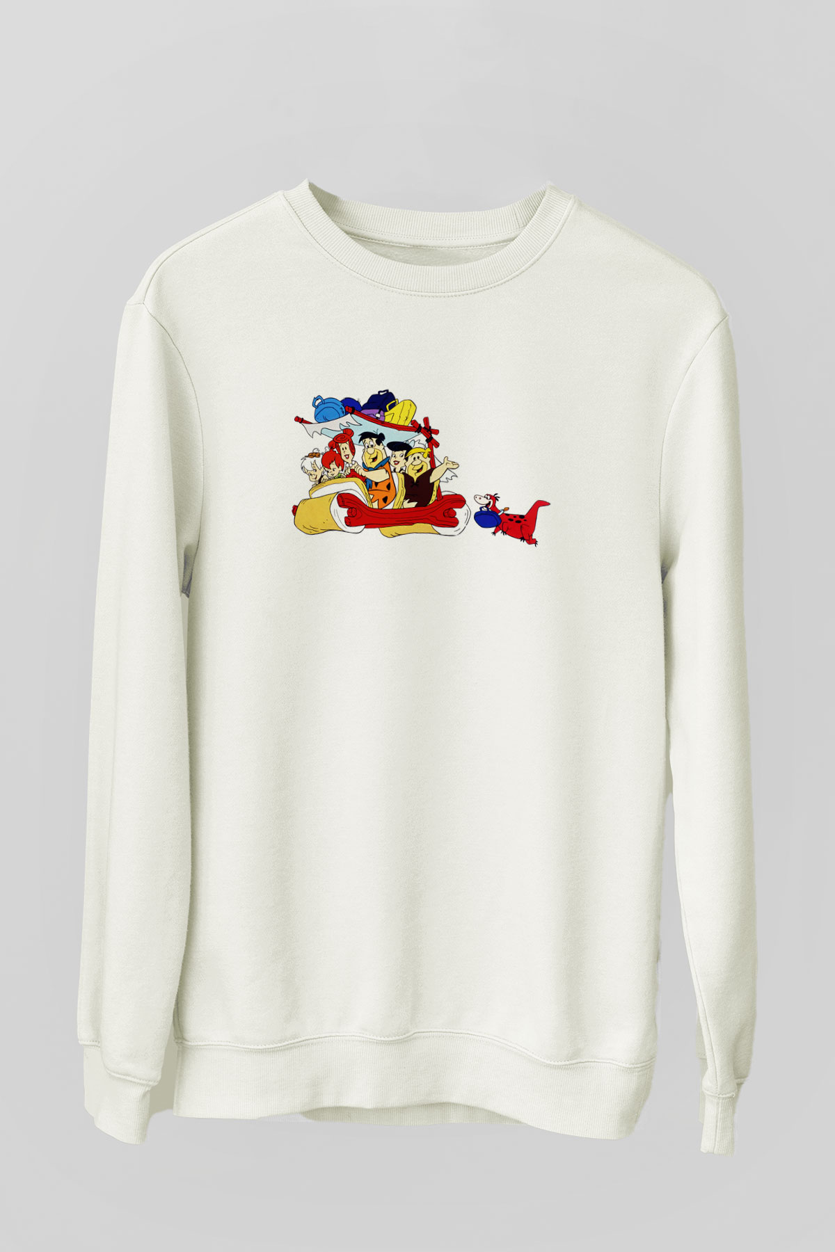 The Flintstones Taş Devri Beyaz Unisex Sweatshirt
