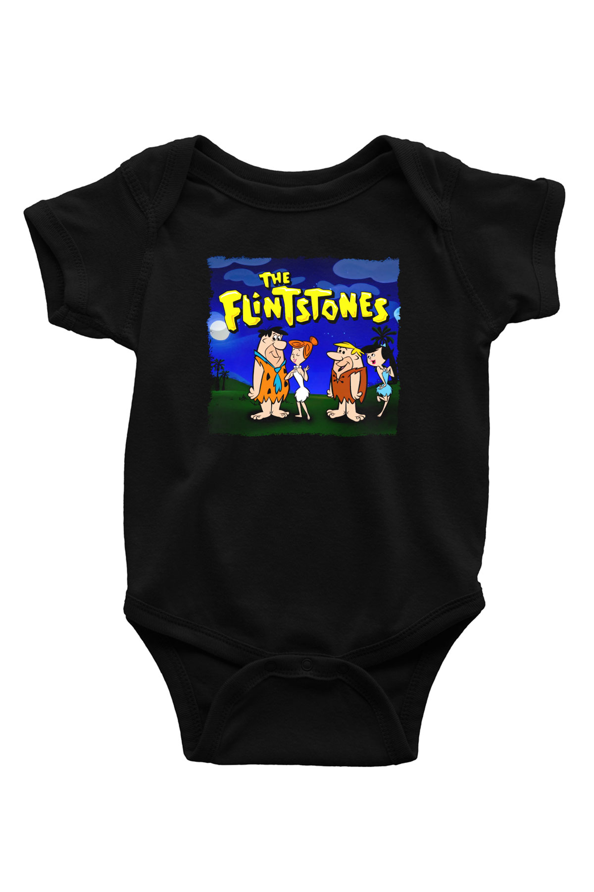 The Flintstones Taş Devri Siyah Bebek Body - Zıbın