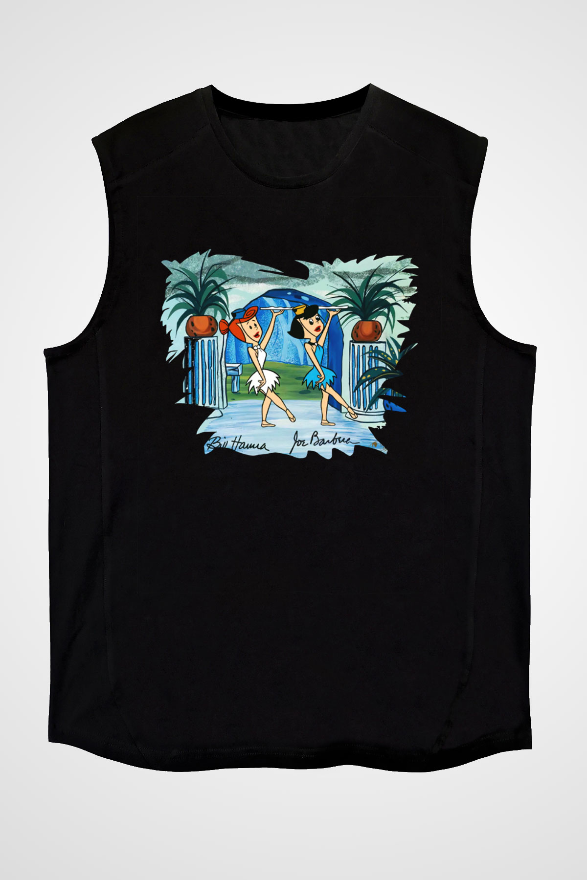 The Flintstones Taş Devri Siyah Unisex Kolsuz Tişört