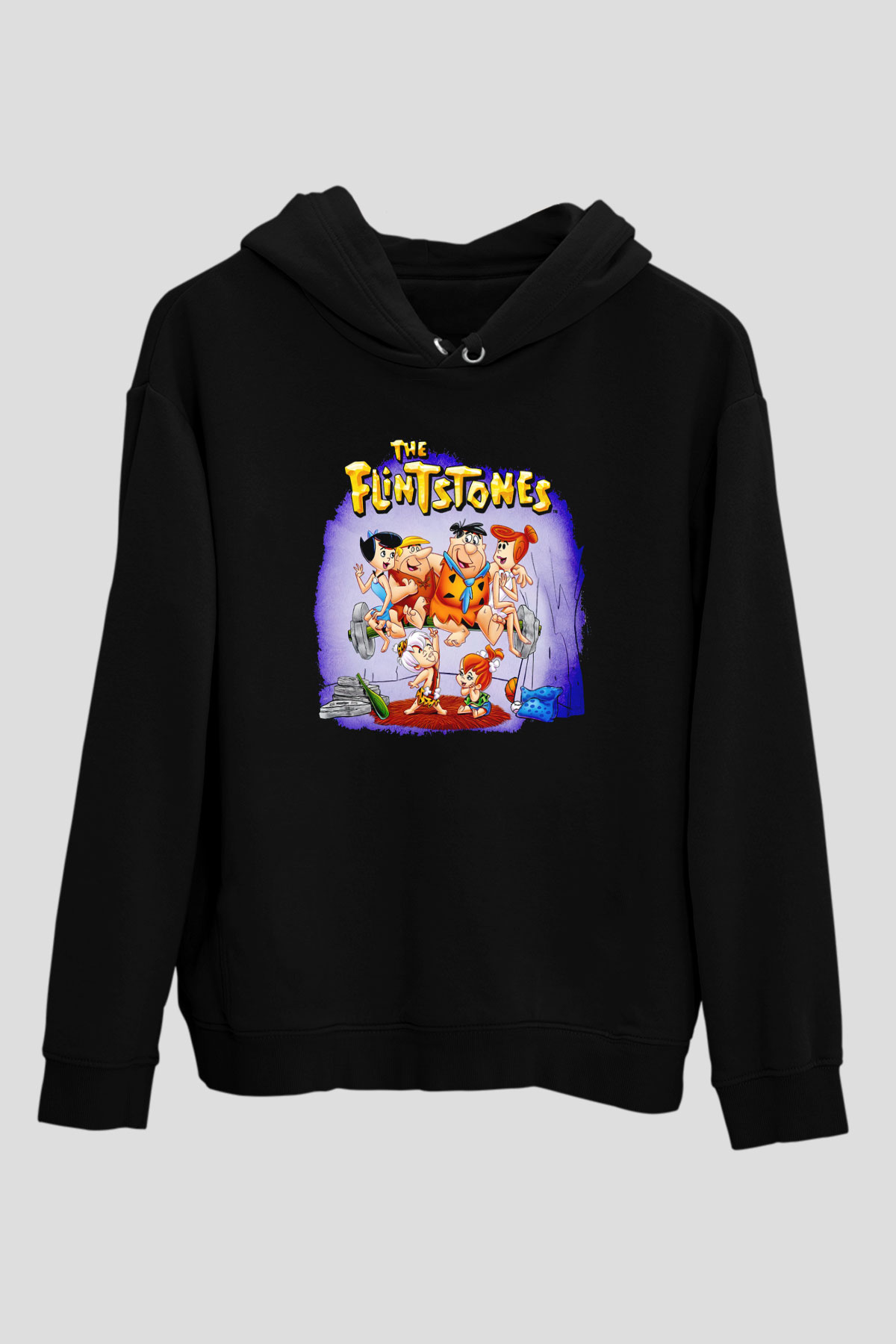 The Flintstones Taş Devri Siyah Unisex Hoodie