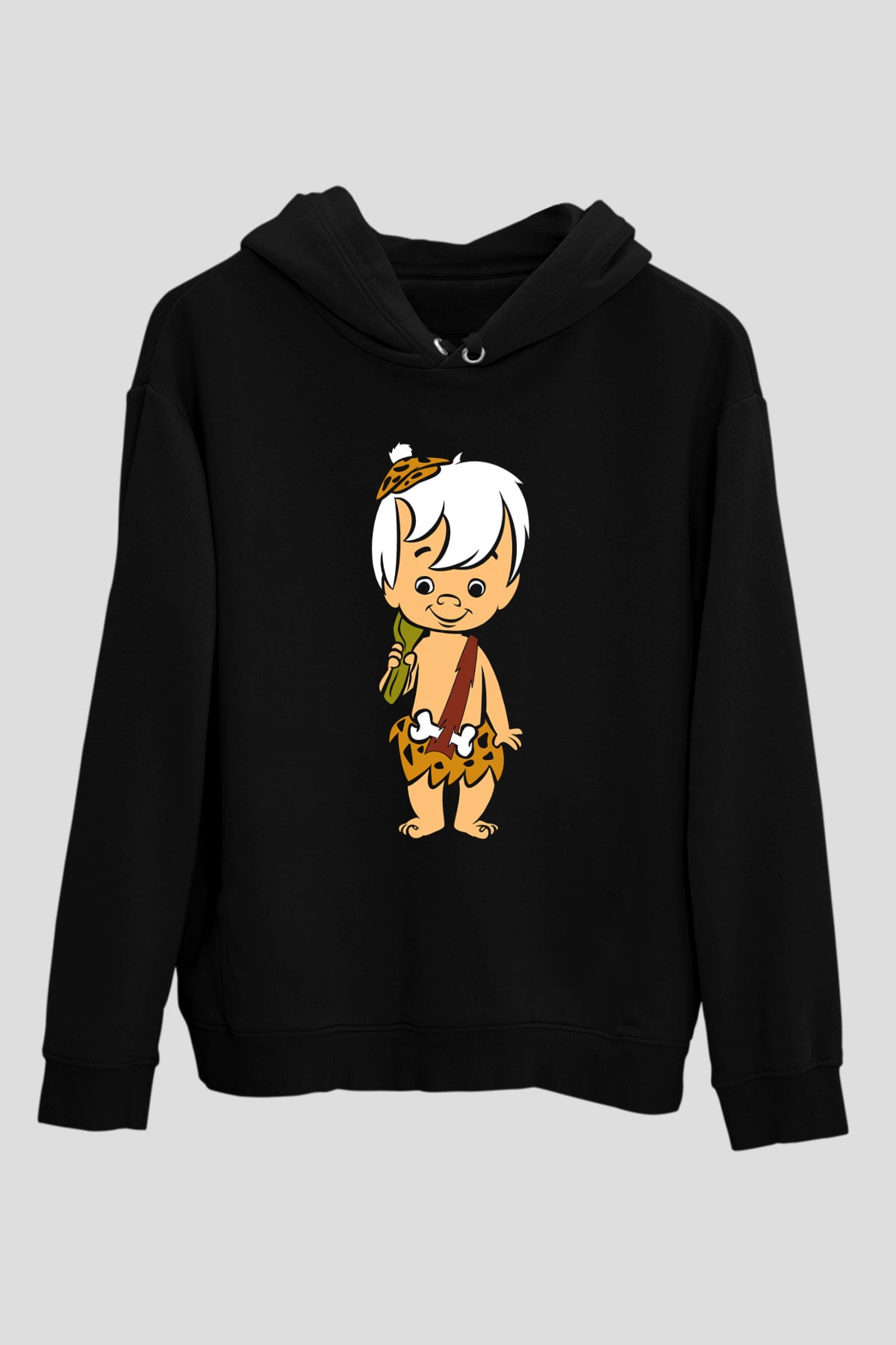 The Flintstones Taş Devri Siyah Unisex Kapüşonlu Sweatshirt