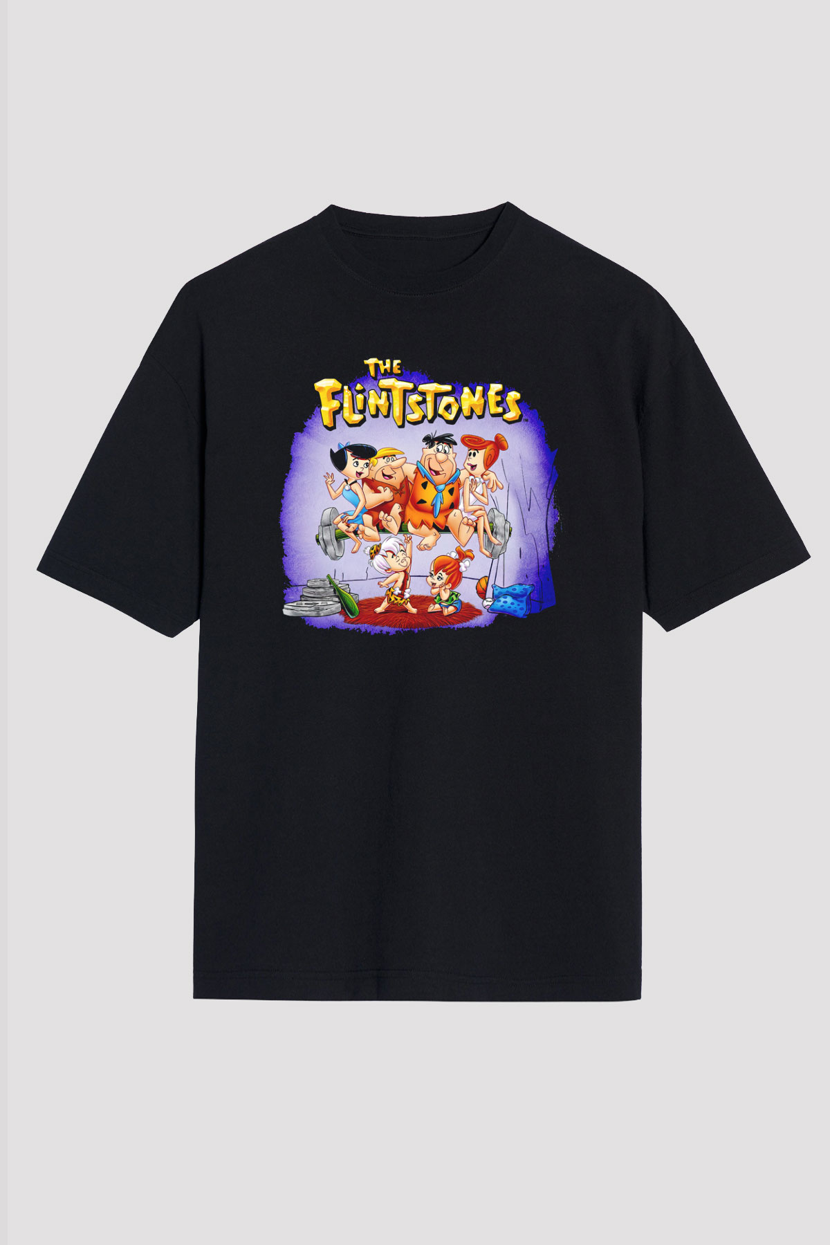 The Flintstones Taş Devri Siyah Unisex Tişört