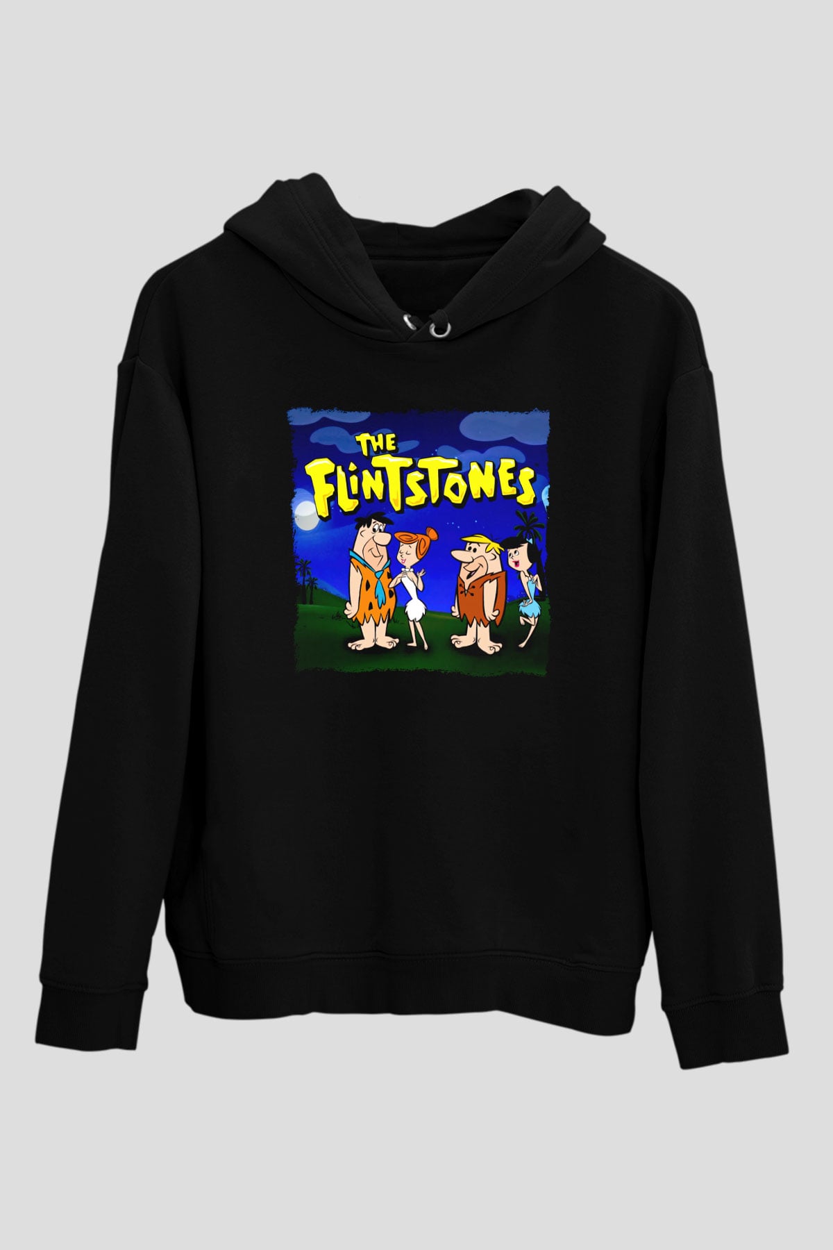 The Flintstones Taş Devri Siyah Unisex Hoodie