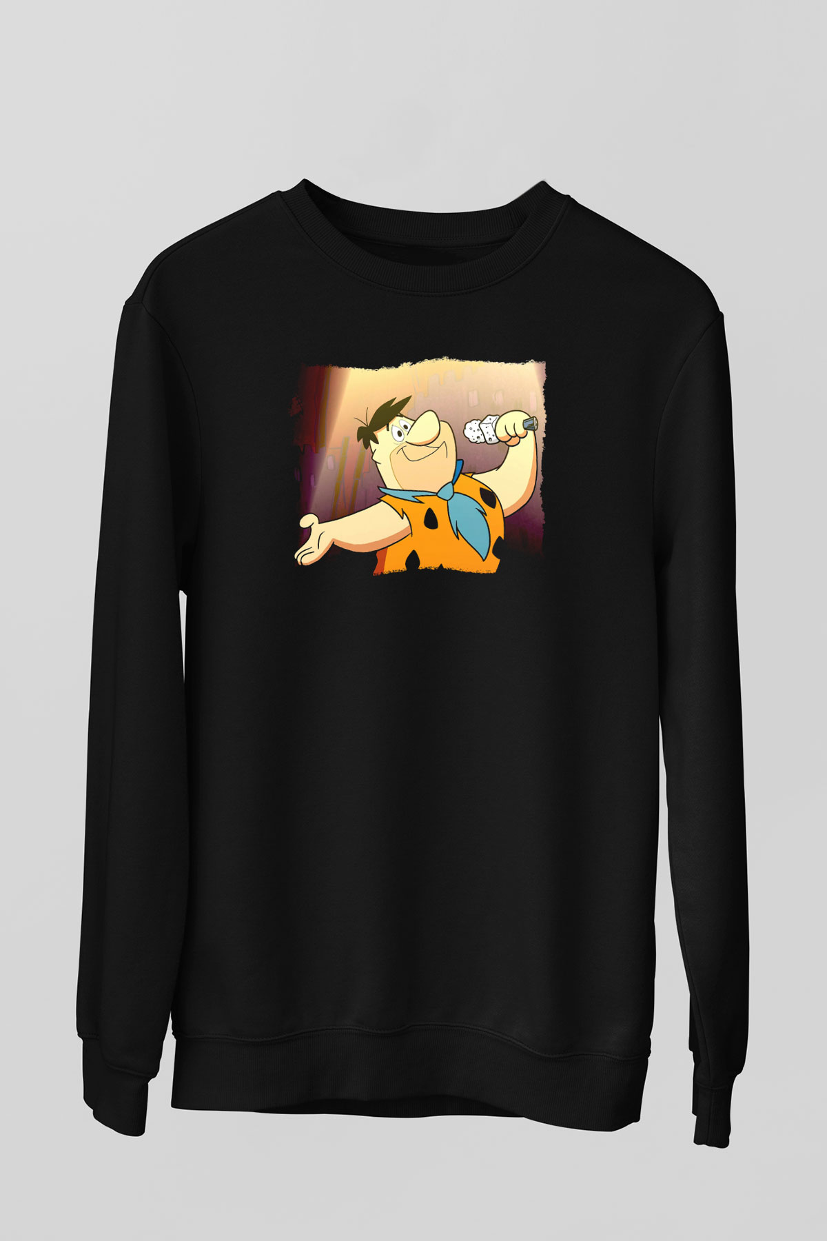 The Flintstones Taş Devri Siyah Unisex  Sweatshirt
