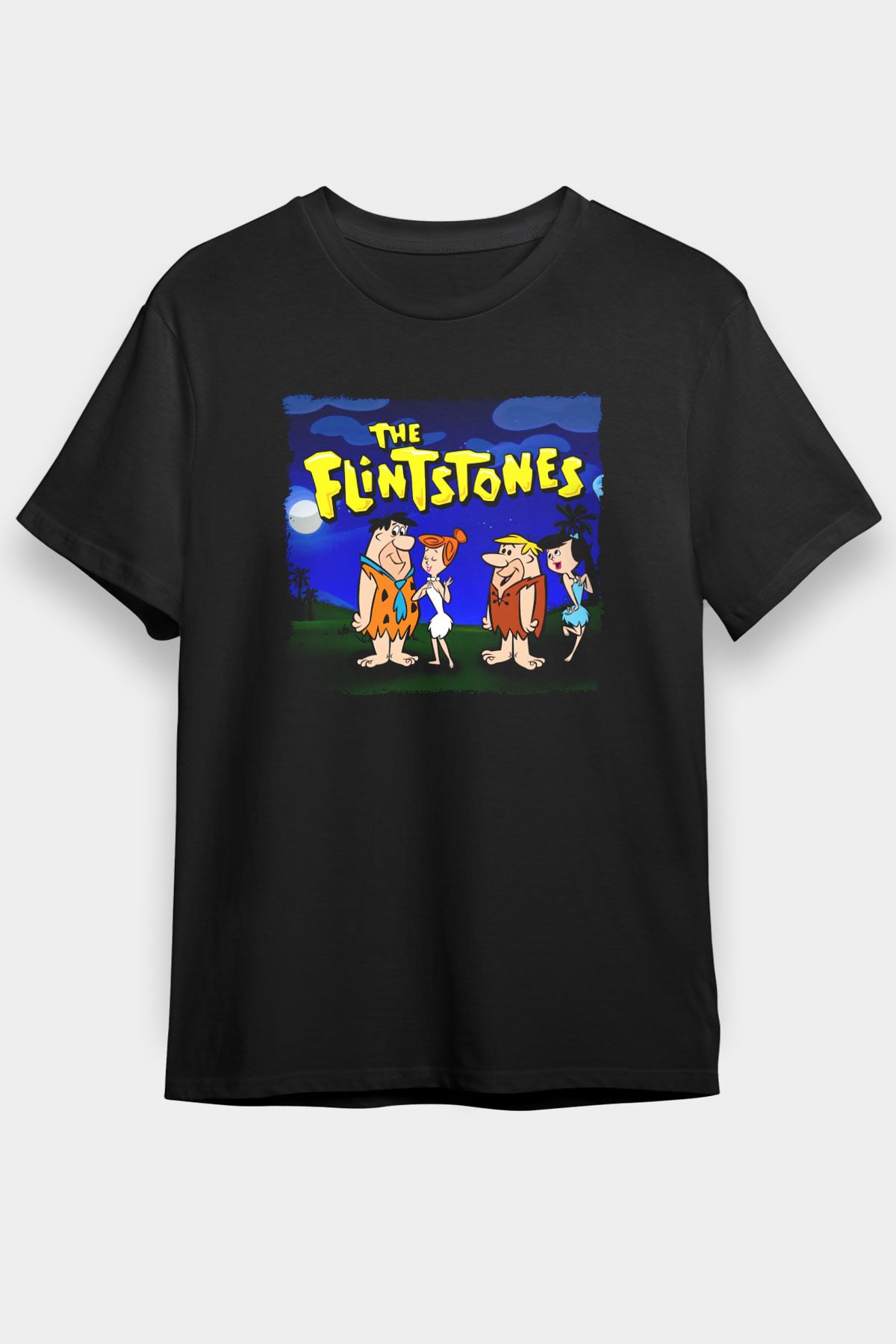 The Flintstones Taş Devri Siyah Unisex Tişört