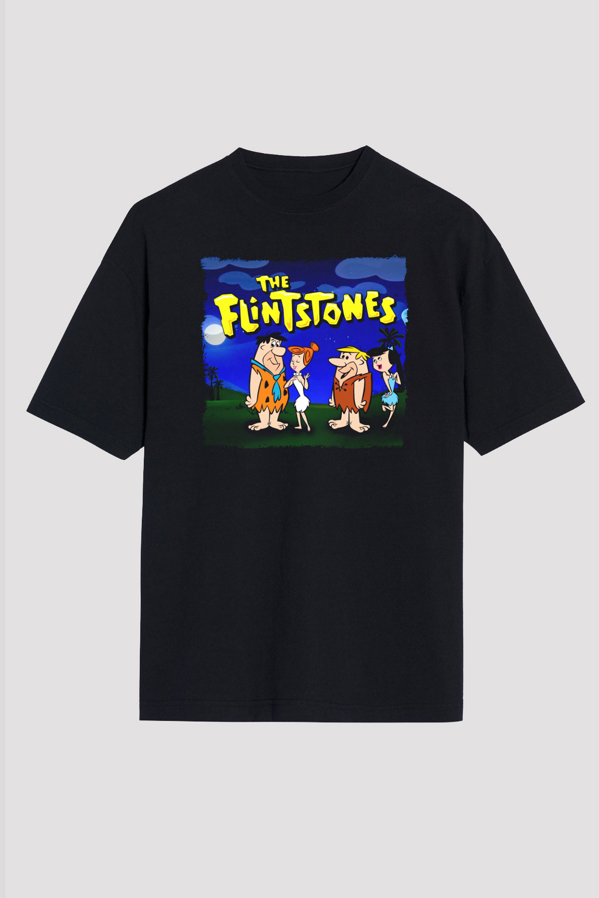 The Flintstones Taş Devri Siyah Unisex Tişört