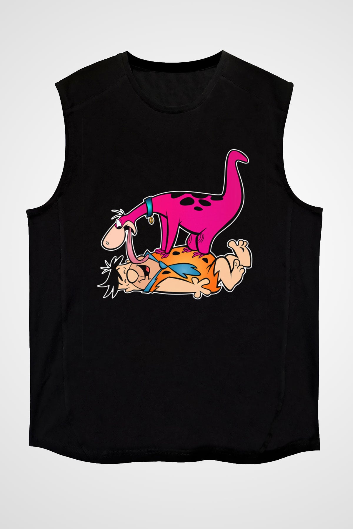 The Flintstones Taş Devri Siyah Unisex Kolsuz Tişört