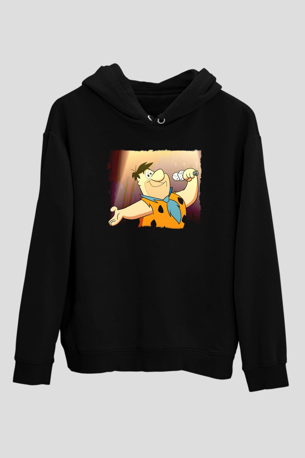 The Flintstones Taş Devri Siyah Unisex Hoodie