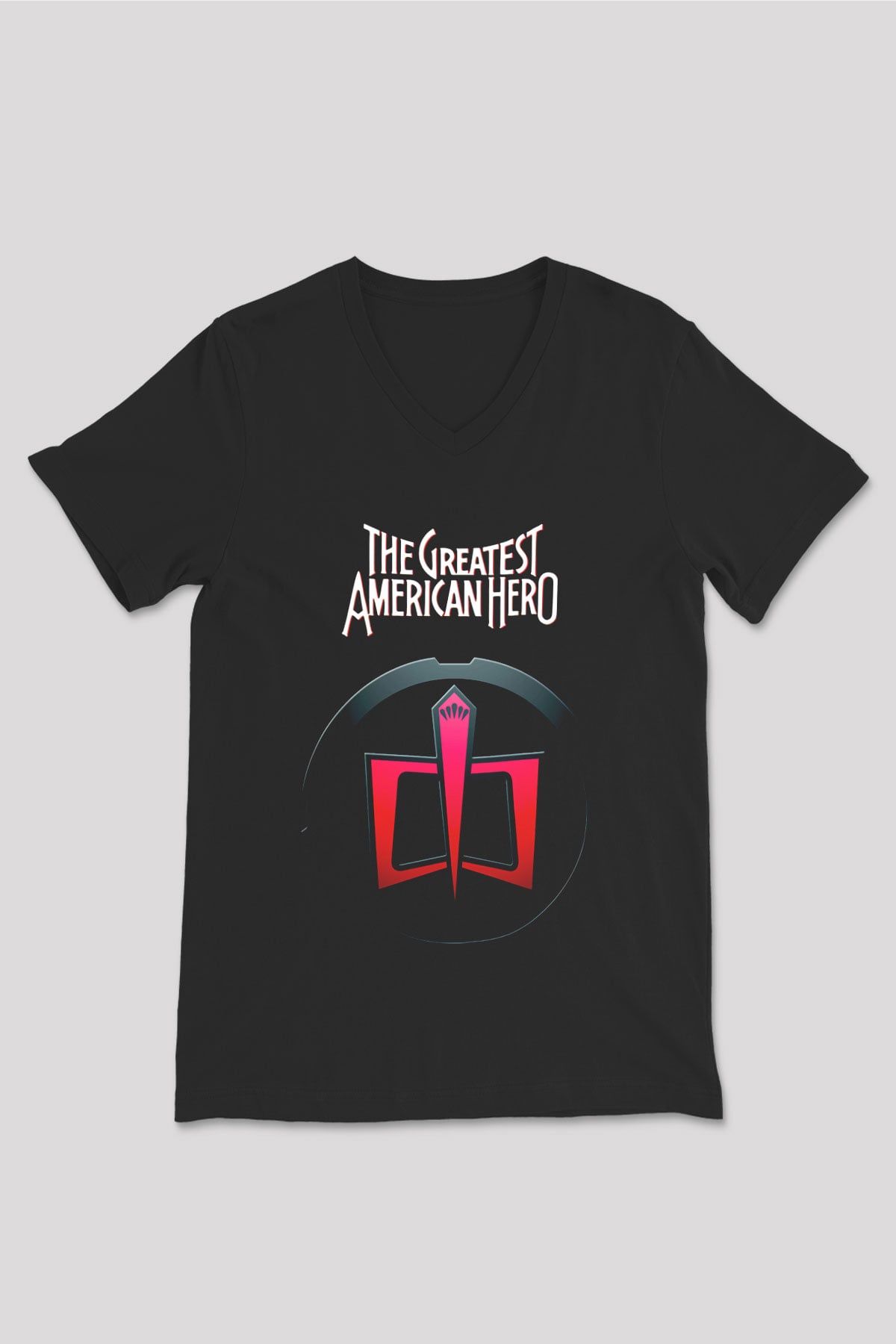 The Greatest American Hero Siyah Unisex  V Yaka Tişört