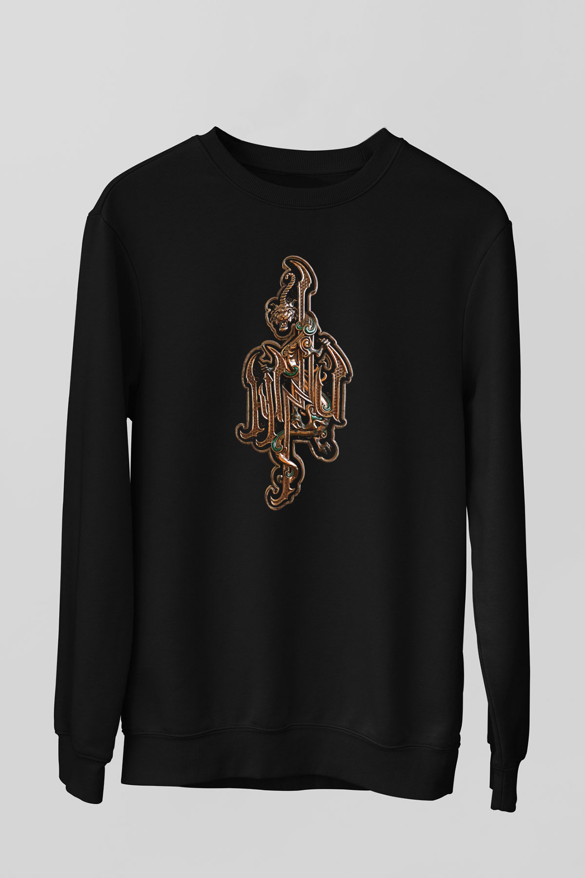 The Hu Baskılı Unisex Siyah Sweatshirt
