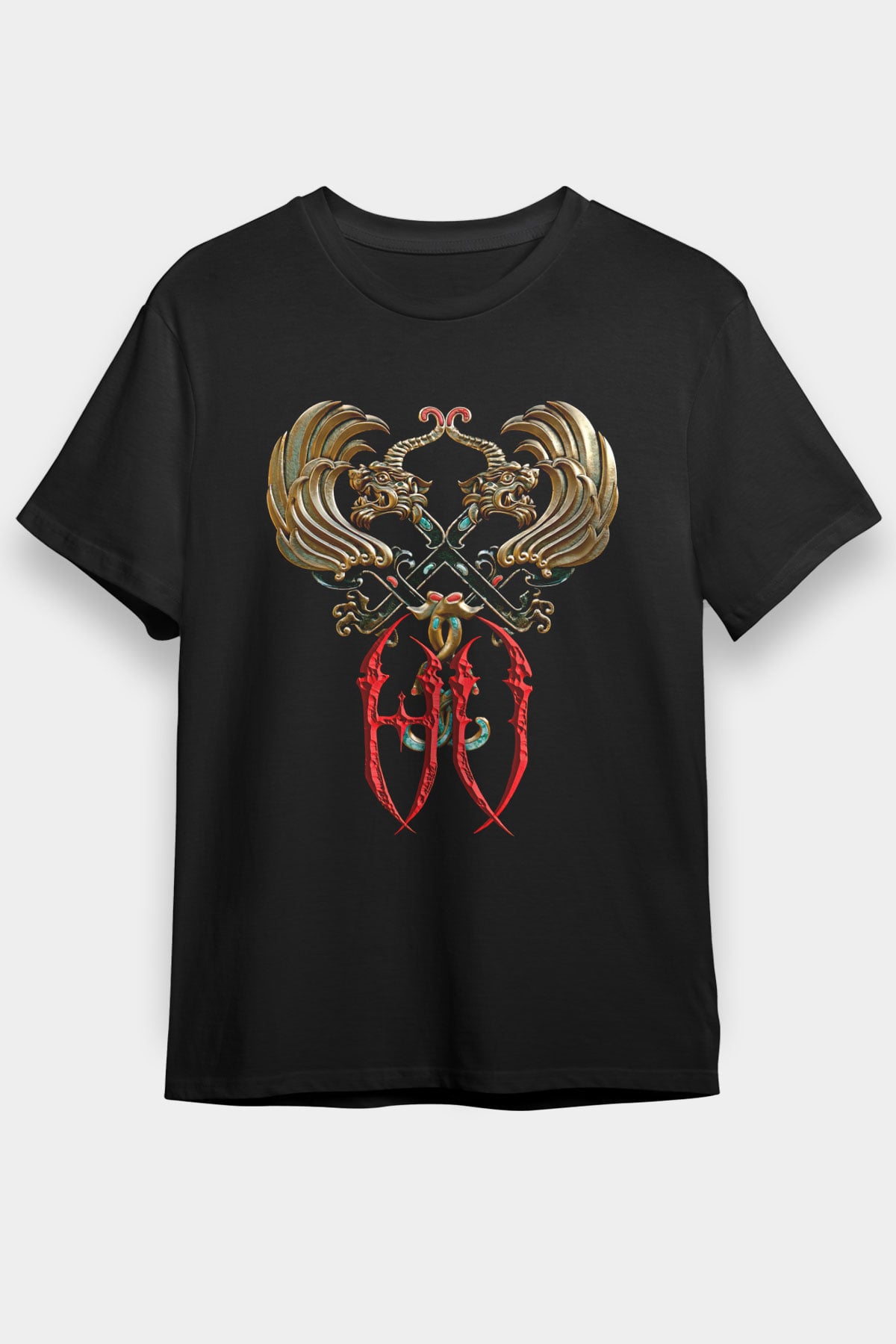 The Hu Baskılı Unisex Siyah Tişört - Tshirt