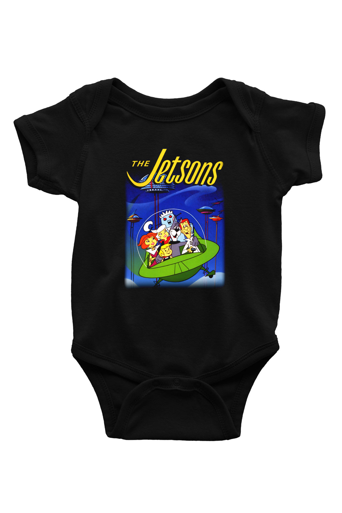 The Jetsons Jetsonlar Baskılı Siyah Bebek Body - Zıbın