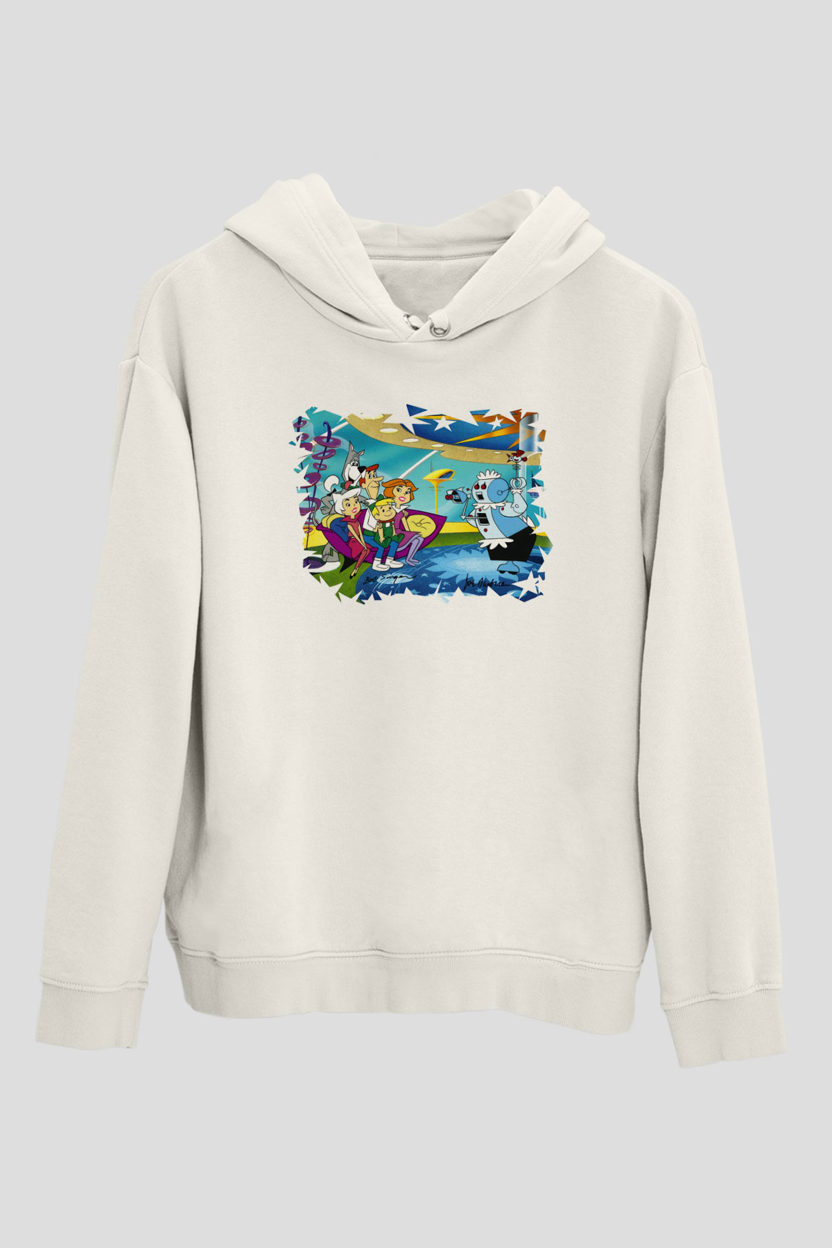 The Jetsons Jetsonlar Beyaz Unisex Kapşonlu Sweatshirt