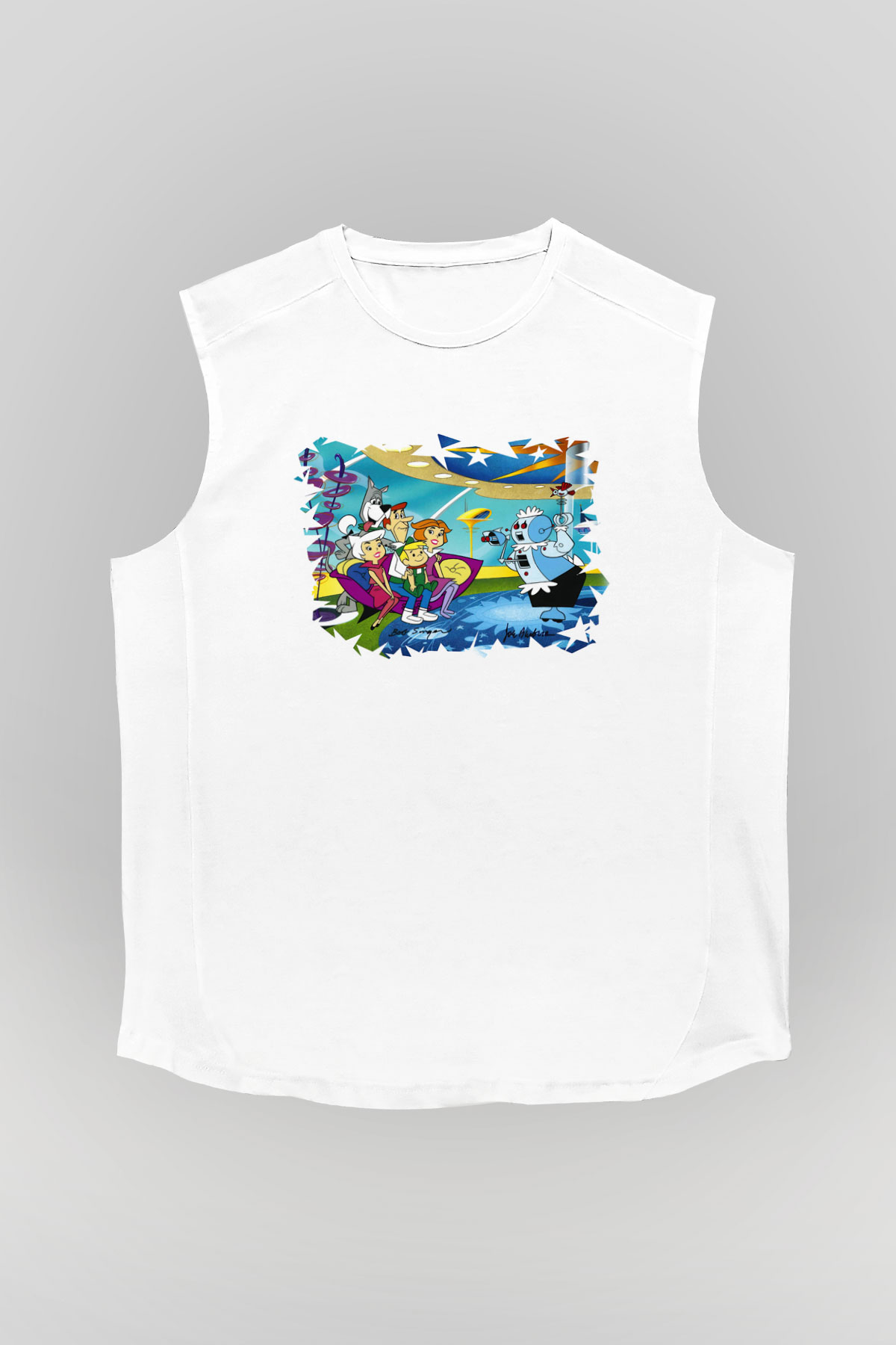 The Jetsons Jetsonlar Beyaz Unisex Kolsuz Tişört