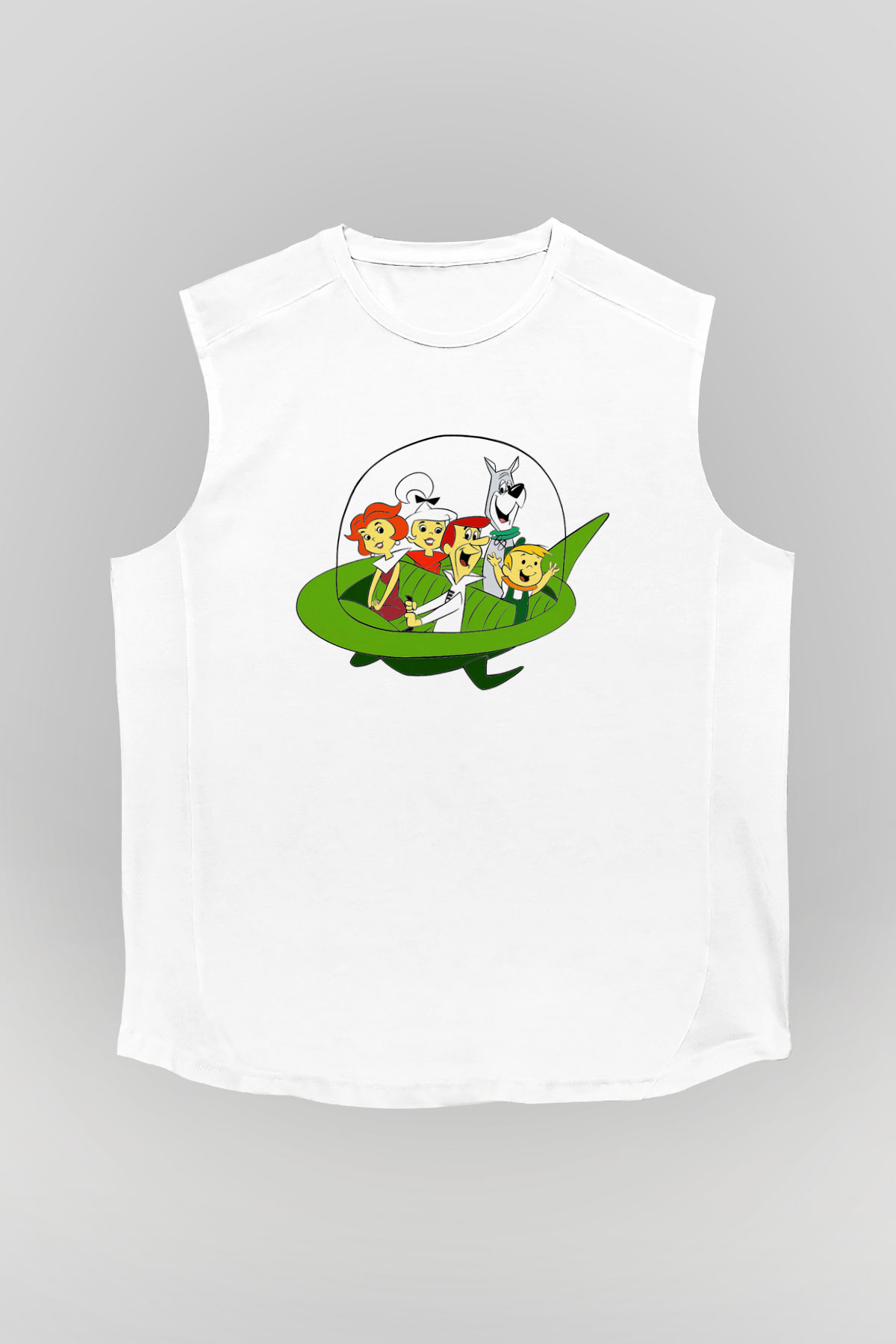 The Jetsons Jetsonlar Beyaz Unisex Kolsuz Tişört
