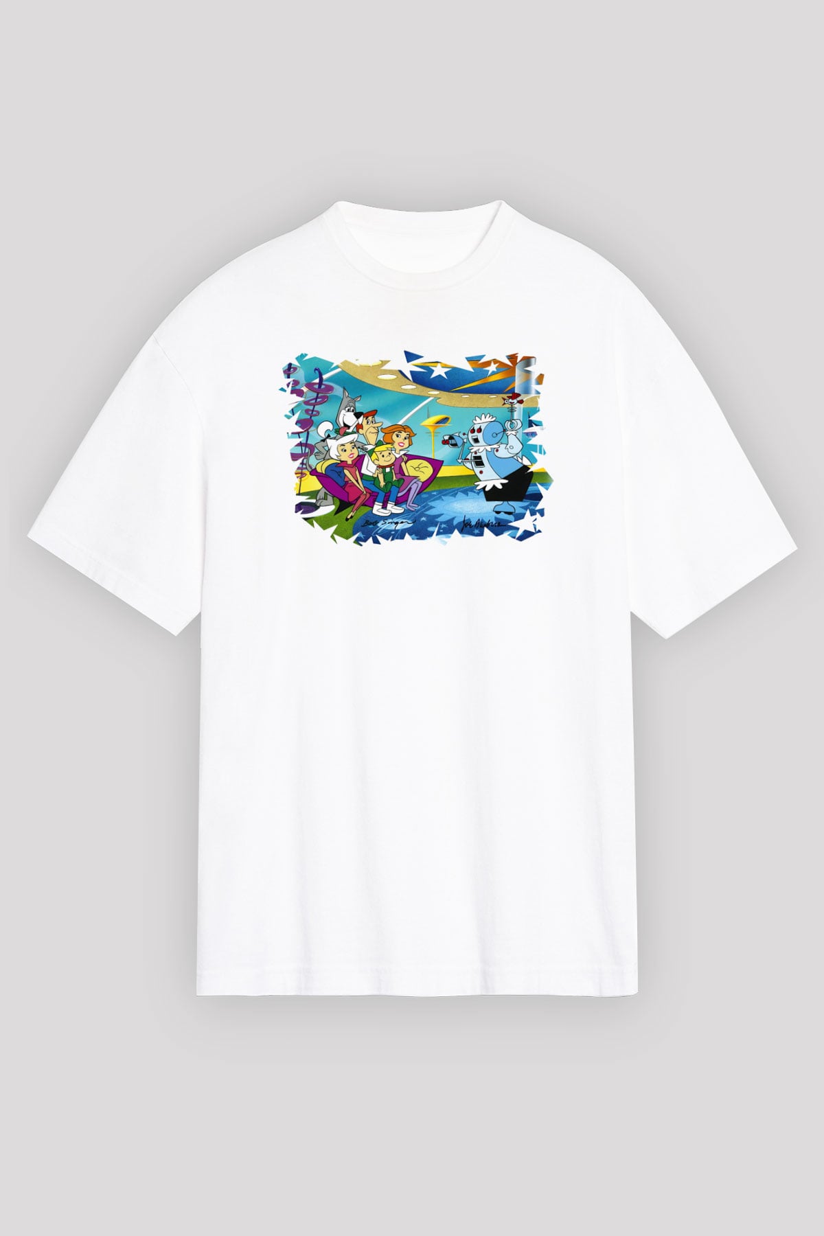 The Jetsons Jetsonlar Beyaz Unisex Oversize Tişört
