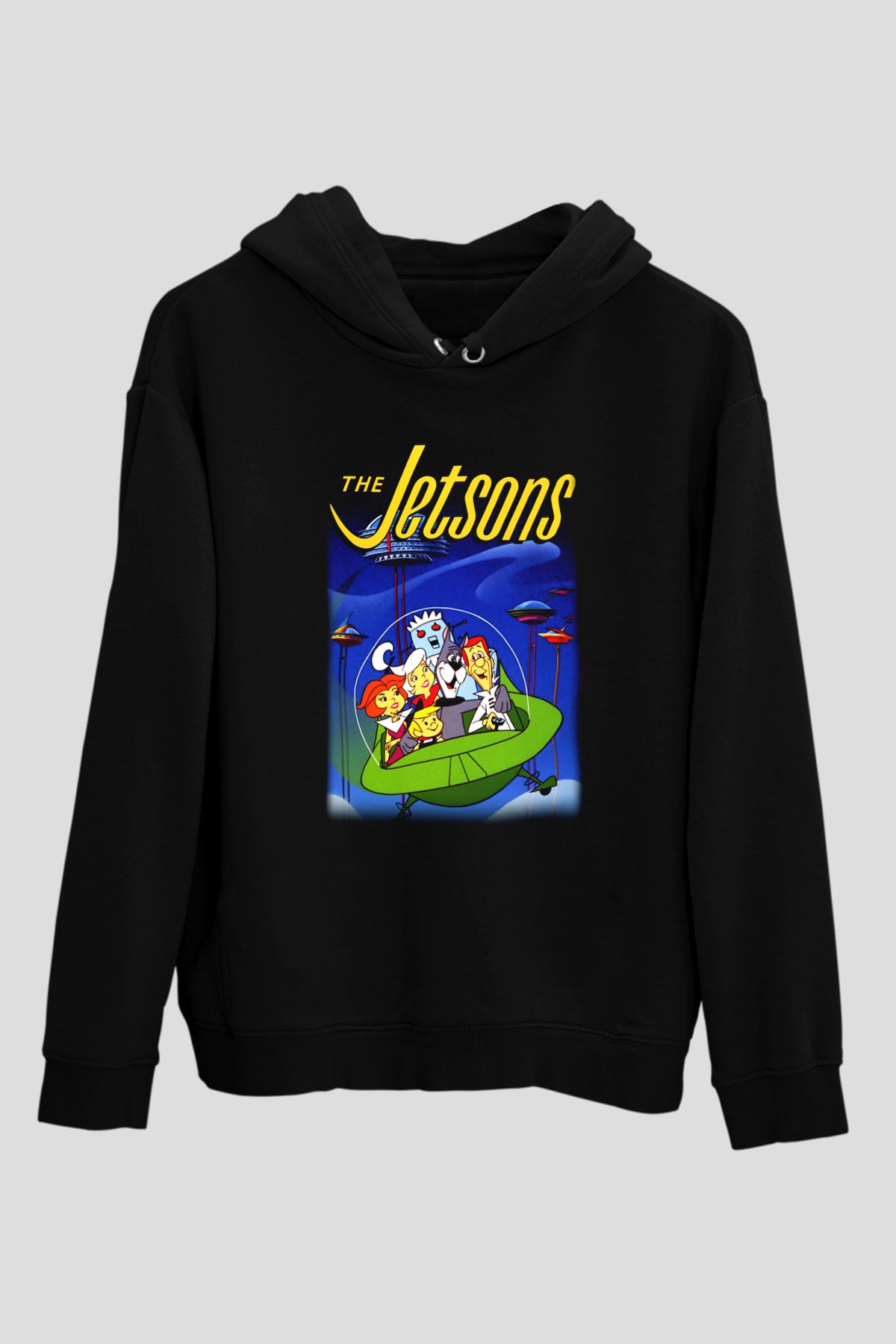 The Jetsons Jetsonlar Siyah Unisex Kapüşonlu Sweatshirt