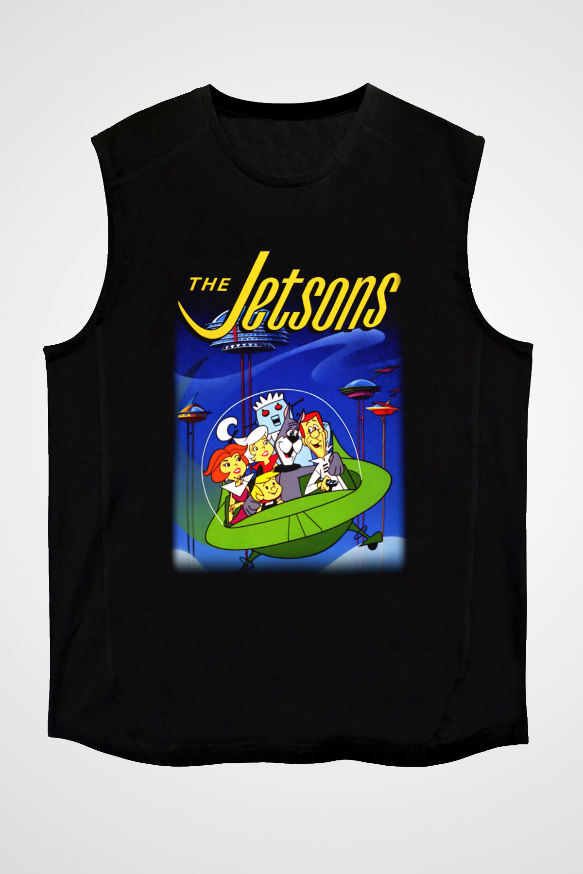 The Jetsons Jetsonlar Siyah Unisex Kolsuz Tişört