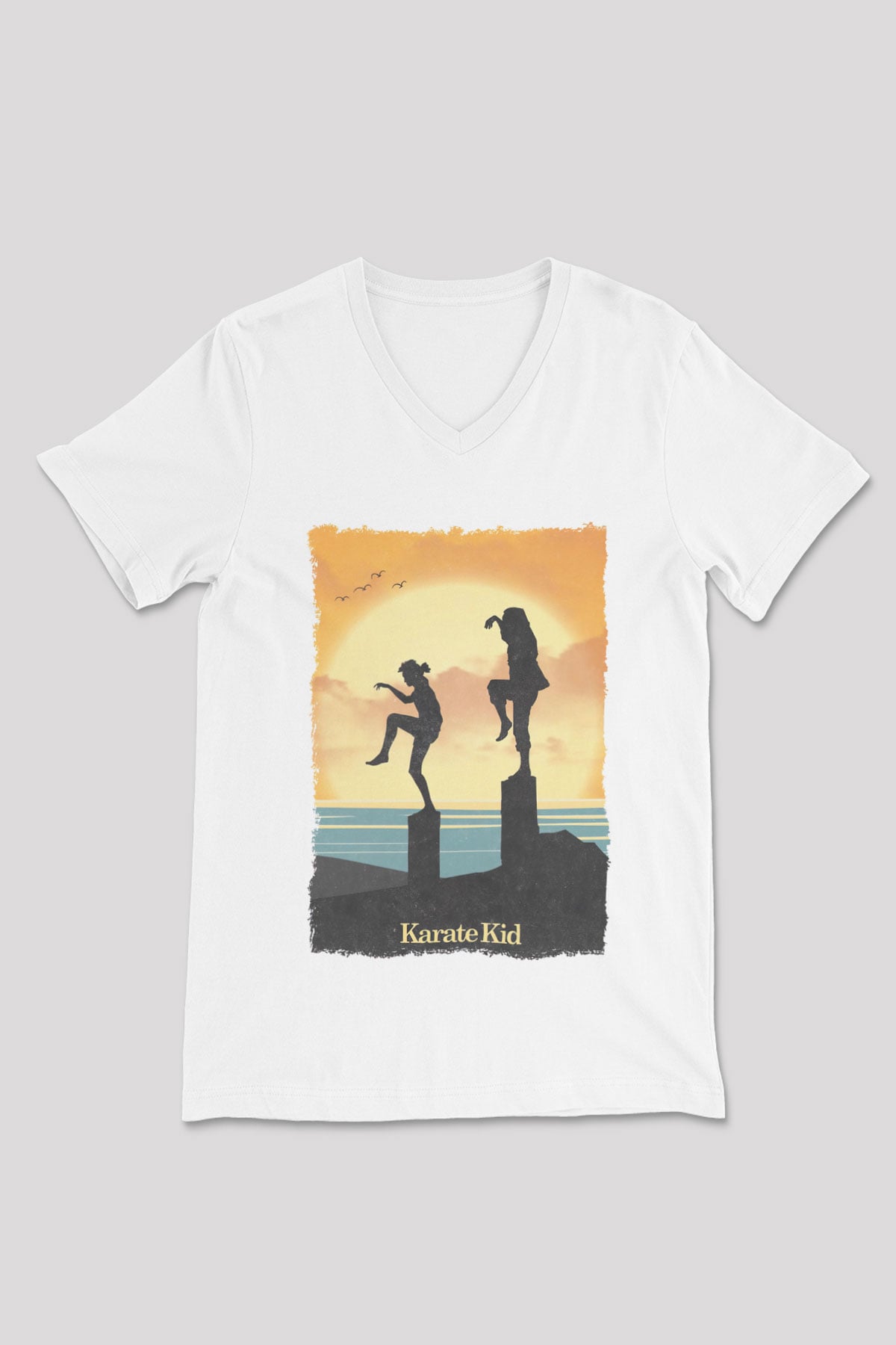The Karate Kid Beyaz Unisex V Yaka Tişört