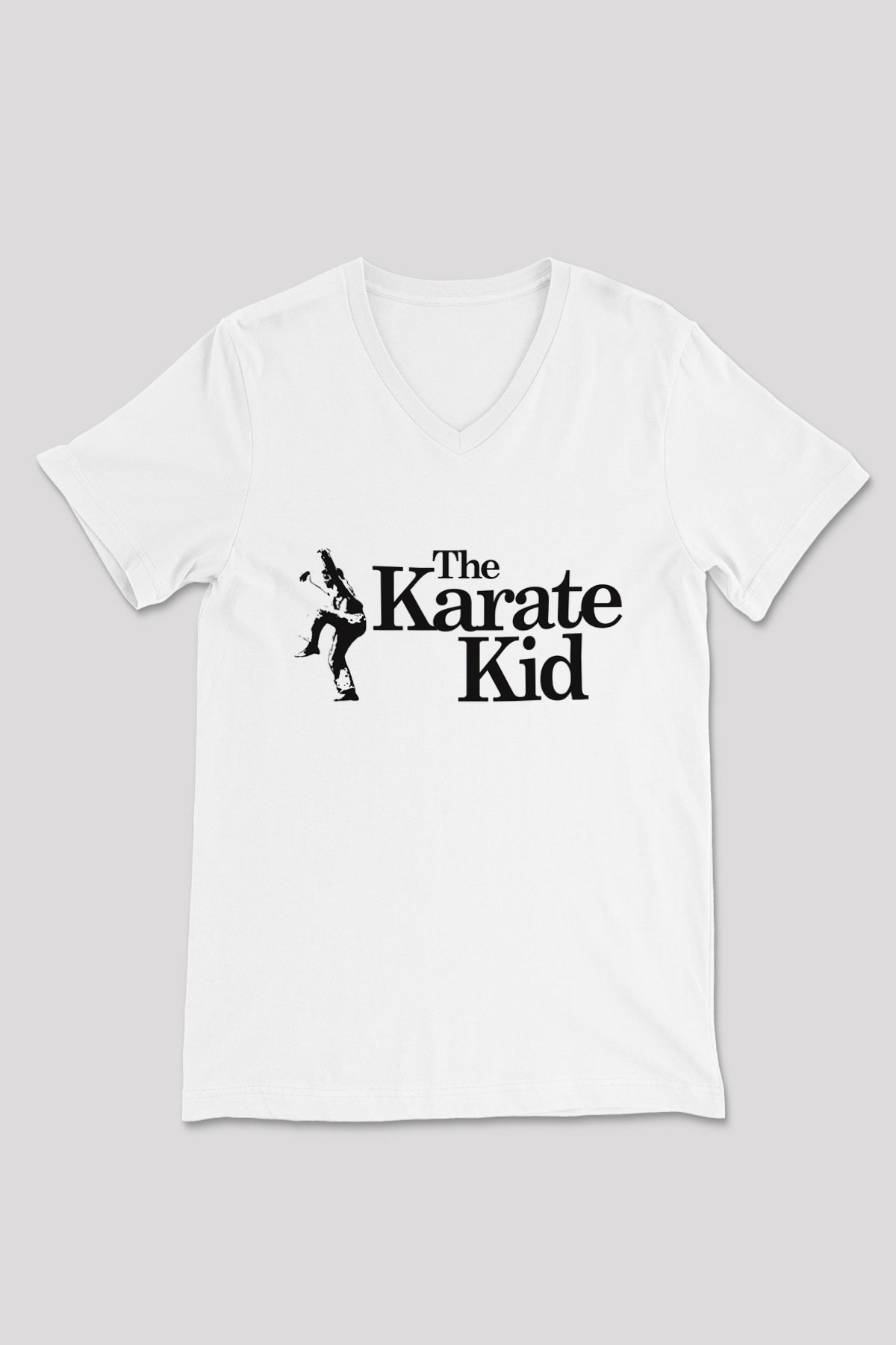 The Karate Kid Beyaz Unisex V Yaka Tişört T-Shirt