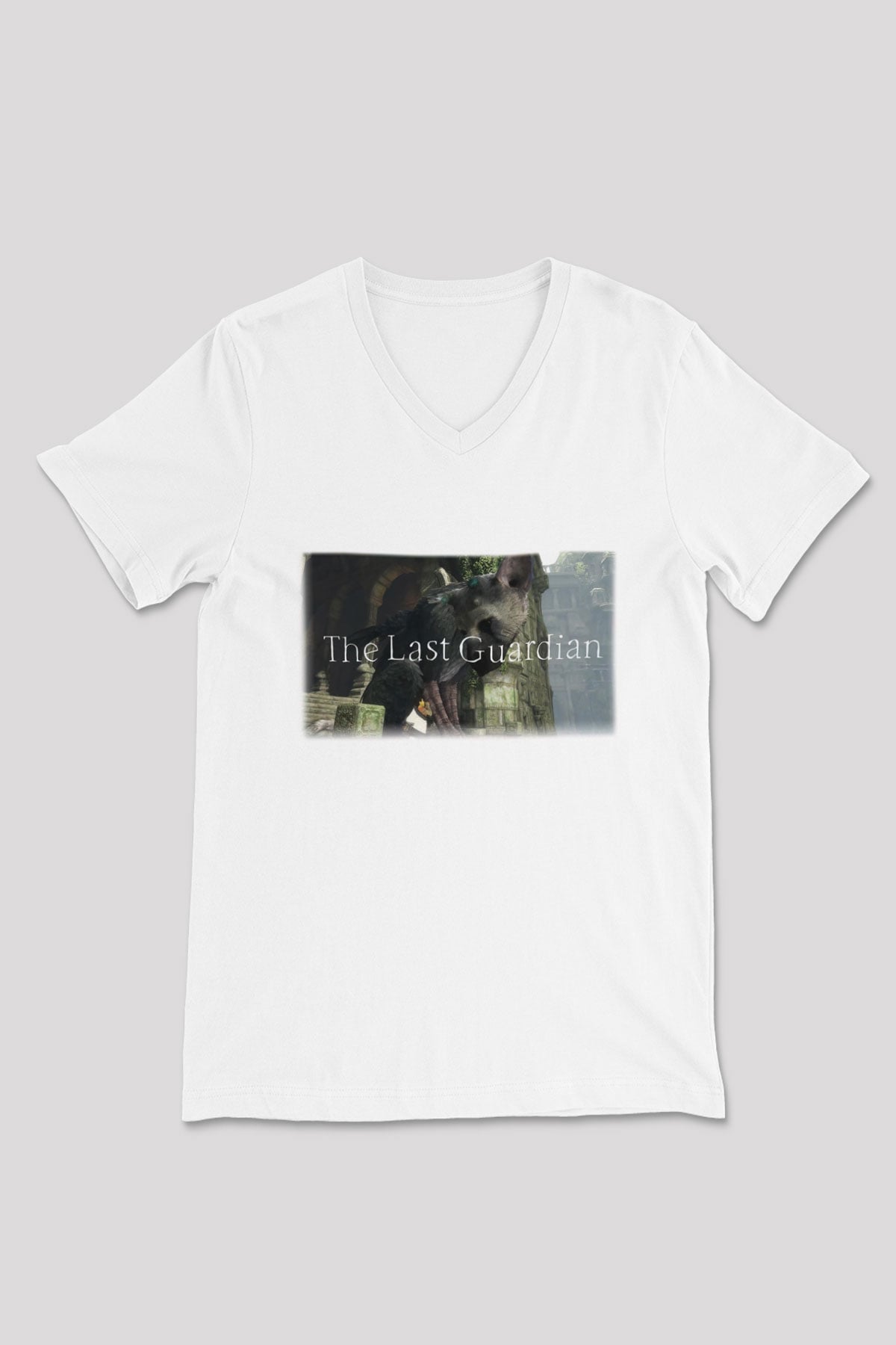 The Last Guardian Beyaz Unisex V Yaka Tişört T-Shirt