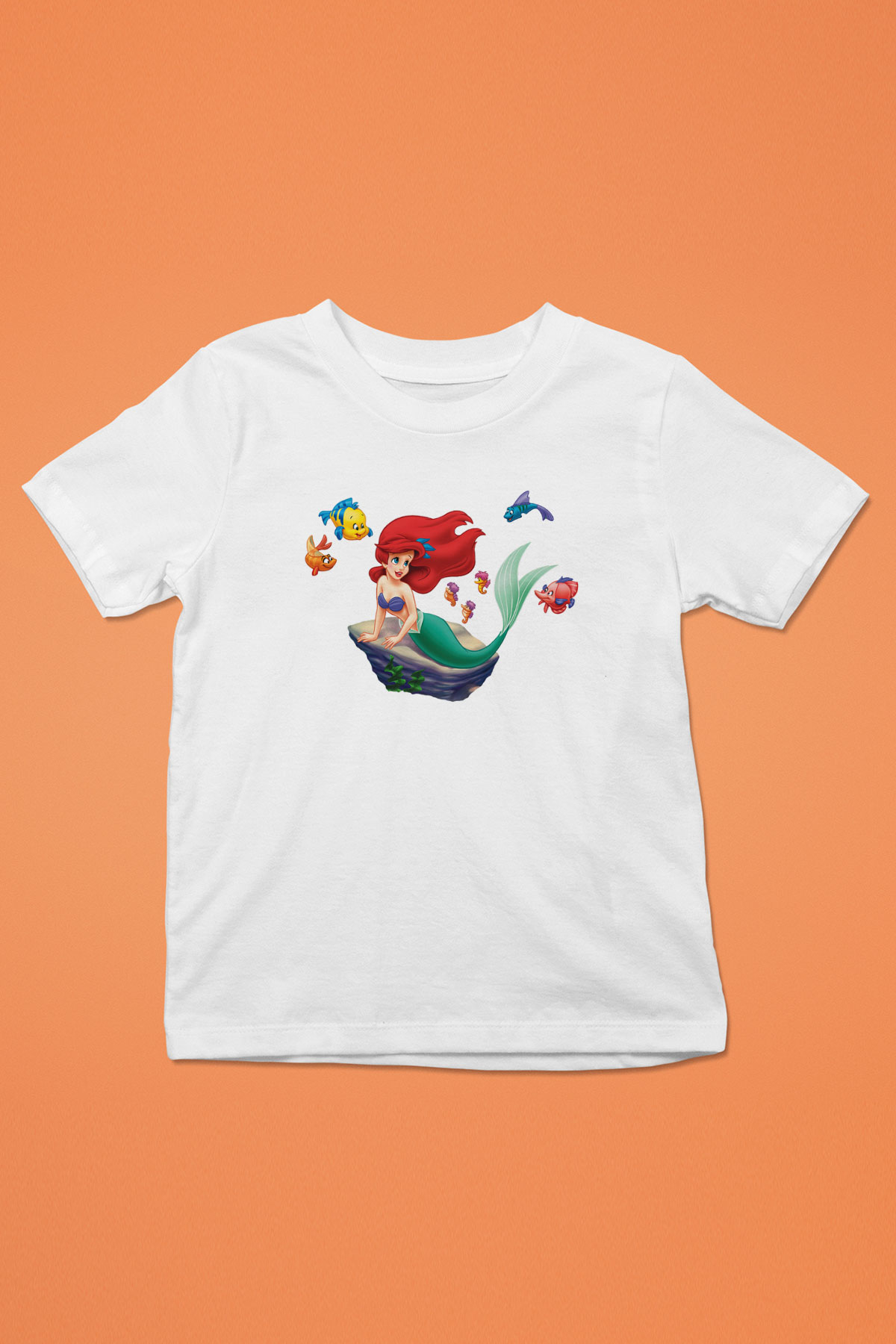 The Little Mermaid Baskılı Beyaz Unisex Çocuk Tişört