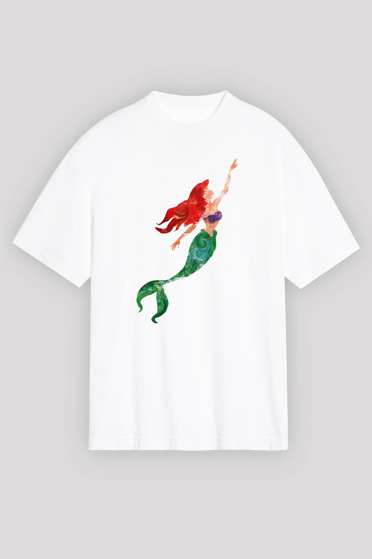 The Little Mermaid Beyaz Unisex Oversize Tişört T-Shirt