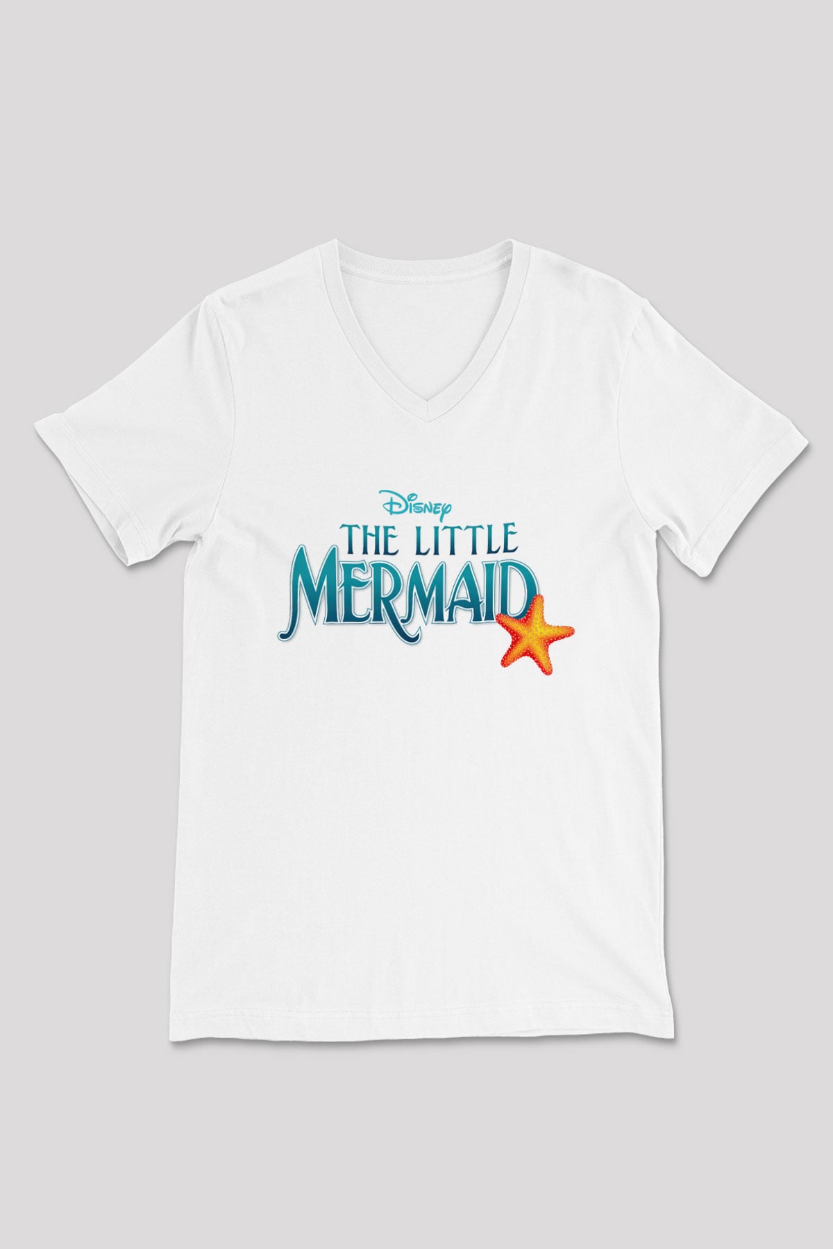 The Little Mermaid Beyaz Unisex V Yaka Tişört T-Shirt