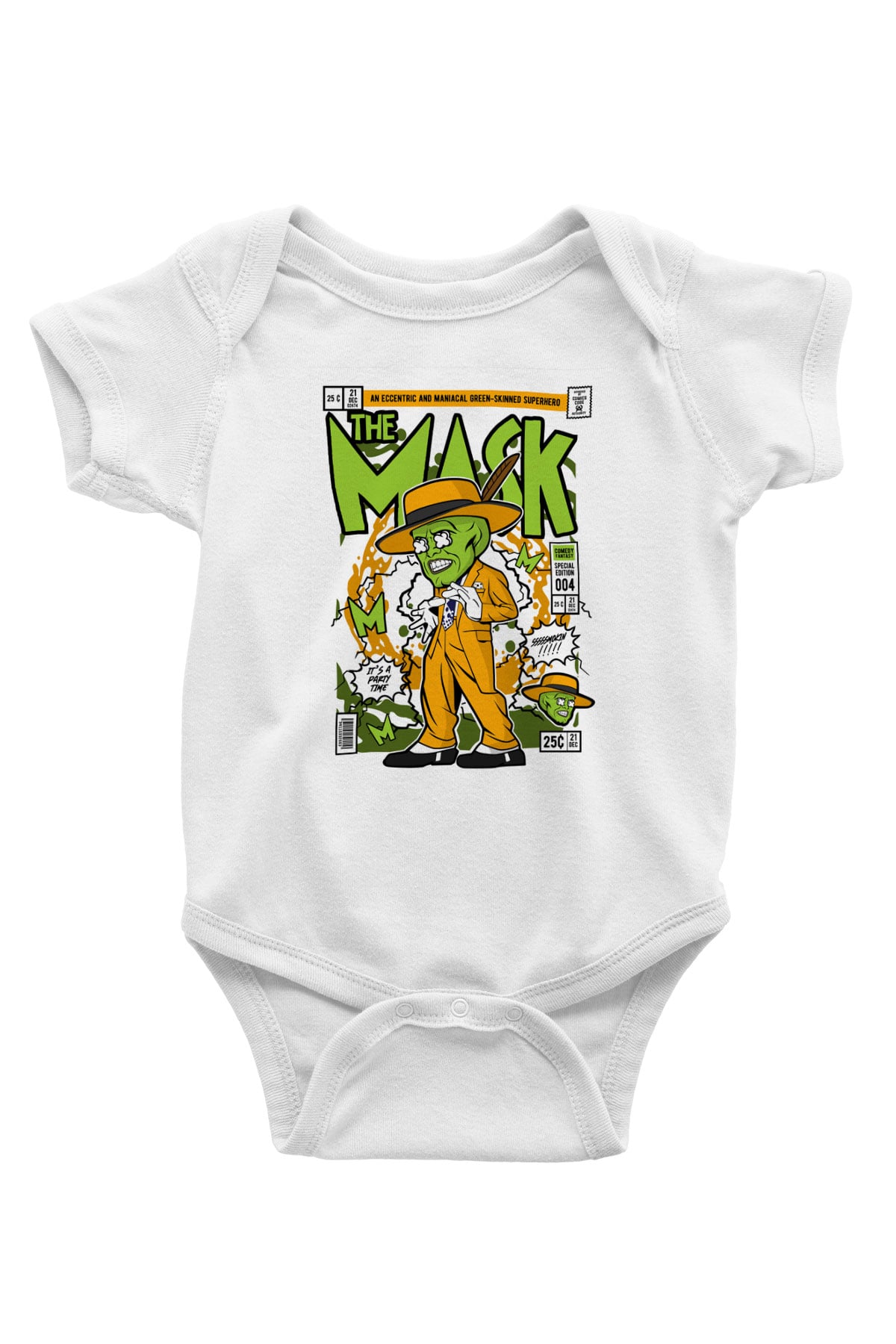 The Mask Baskılı Unisex Beyaz Bebek Body - Zıbın