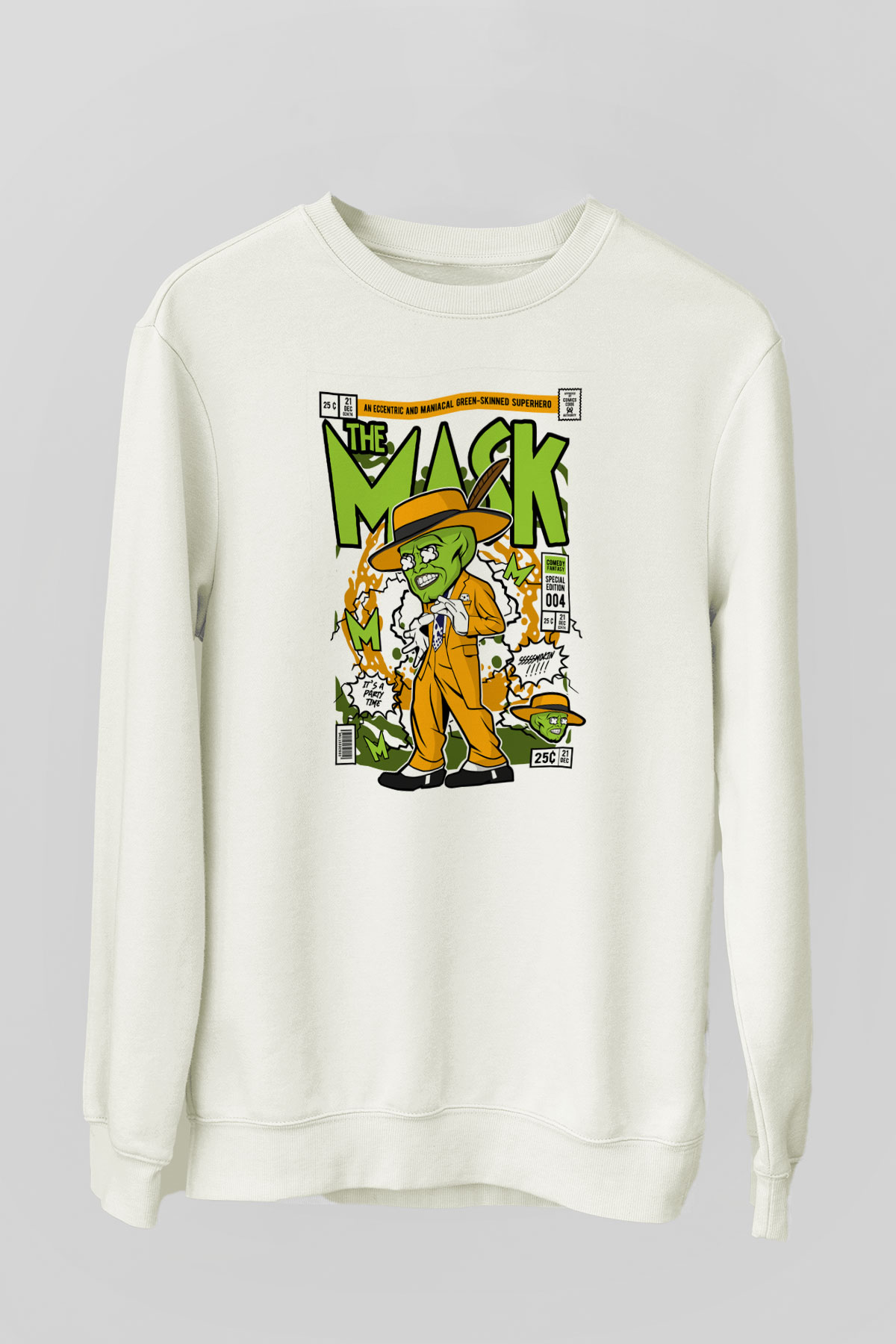 The Mask Baskılı Unisex Beyaz Sweatshirt