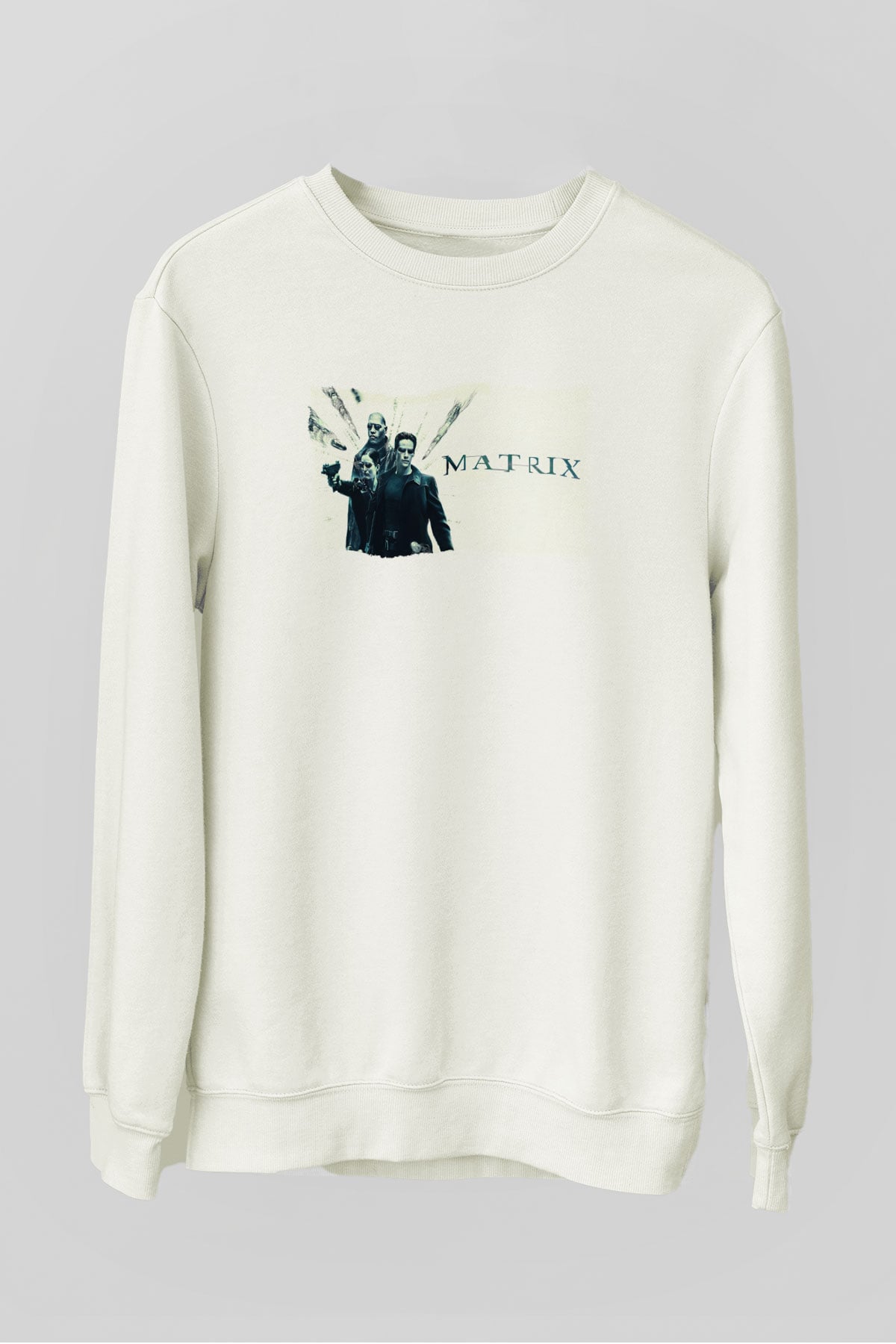 The Matrix Beyaz Unisex Sweatshirt