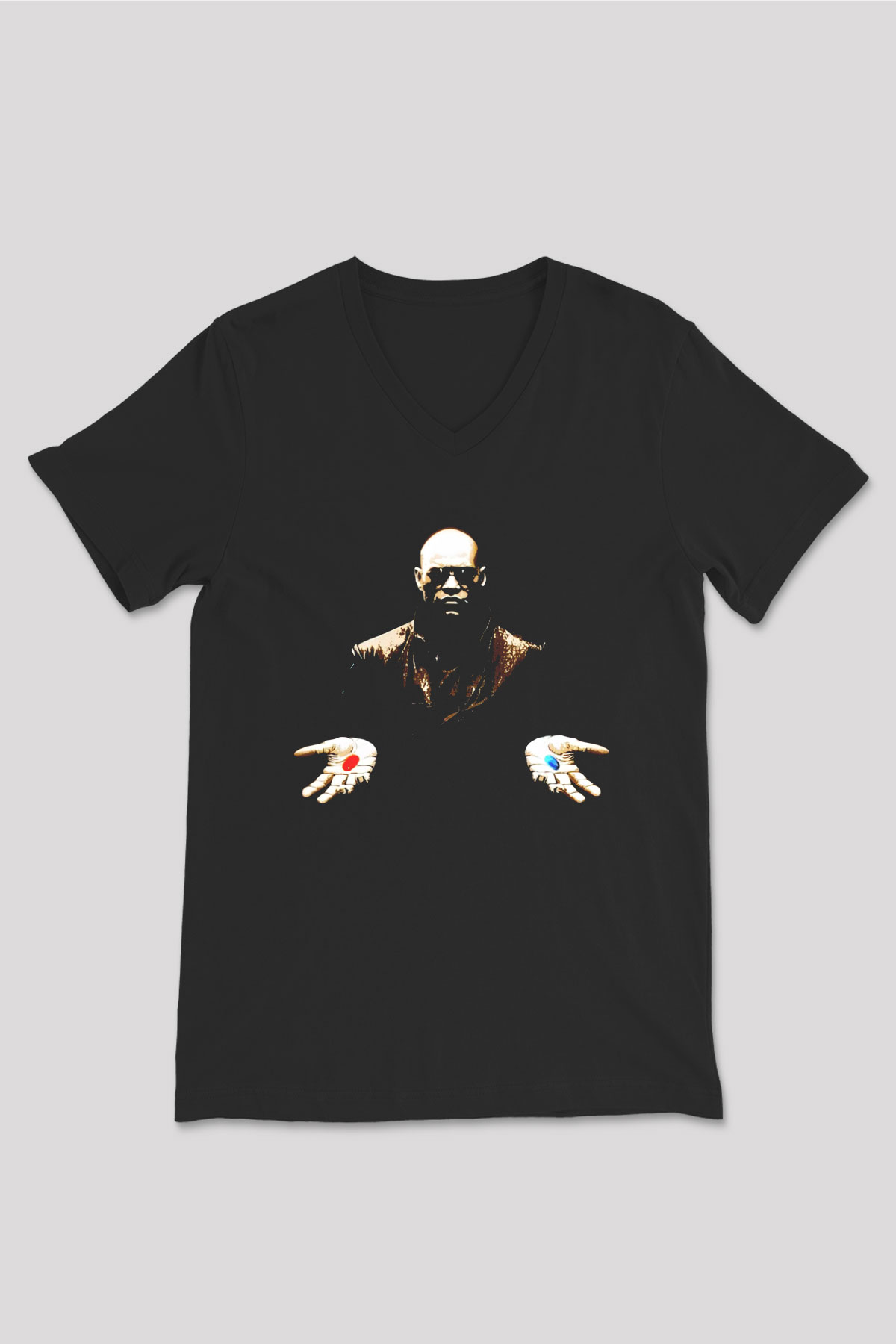 The Matrix Siyah Unisex V Yaka Tişört T-Shirt