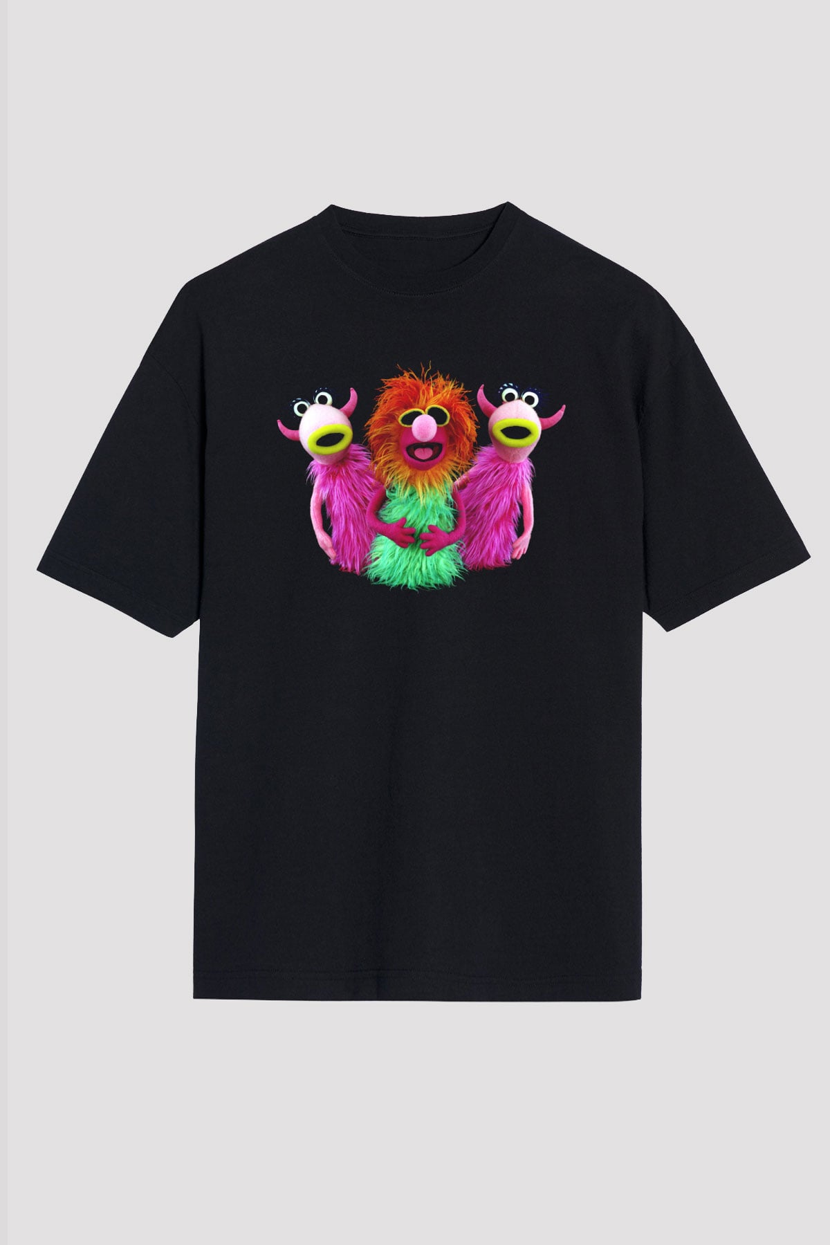 The Muppets Siyah Unisex Oversize Tişört