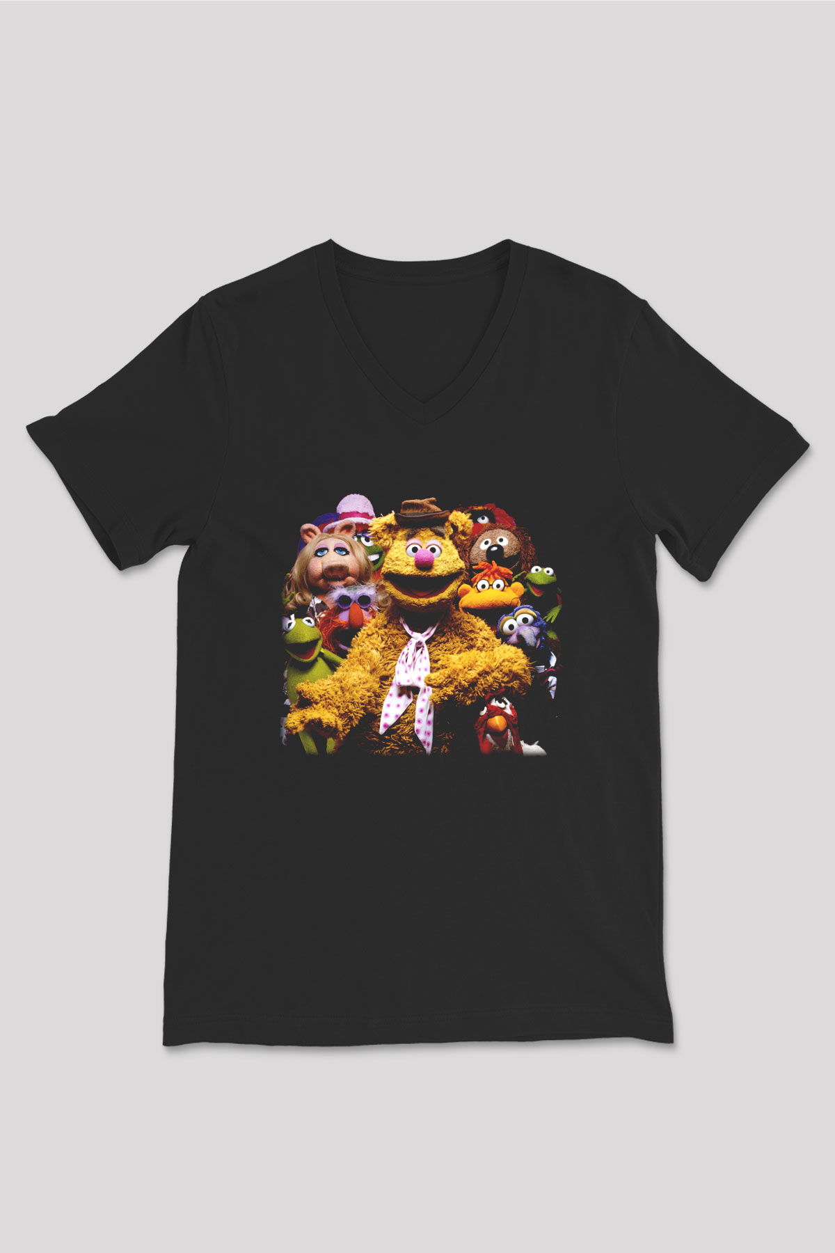 The Muppets Siyah Unisex V Yaka Tişört