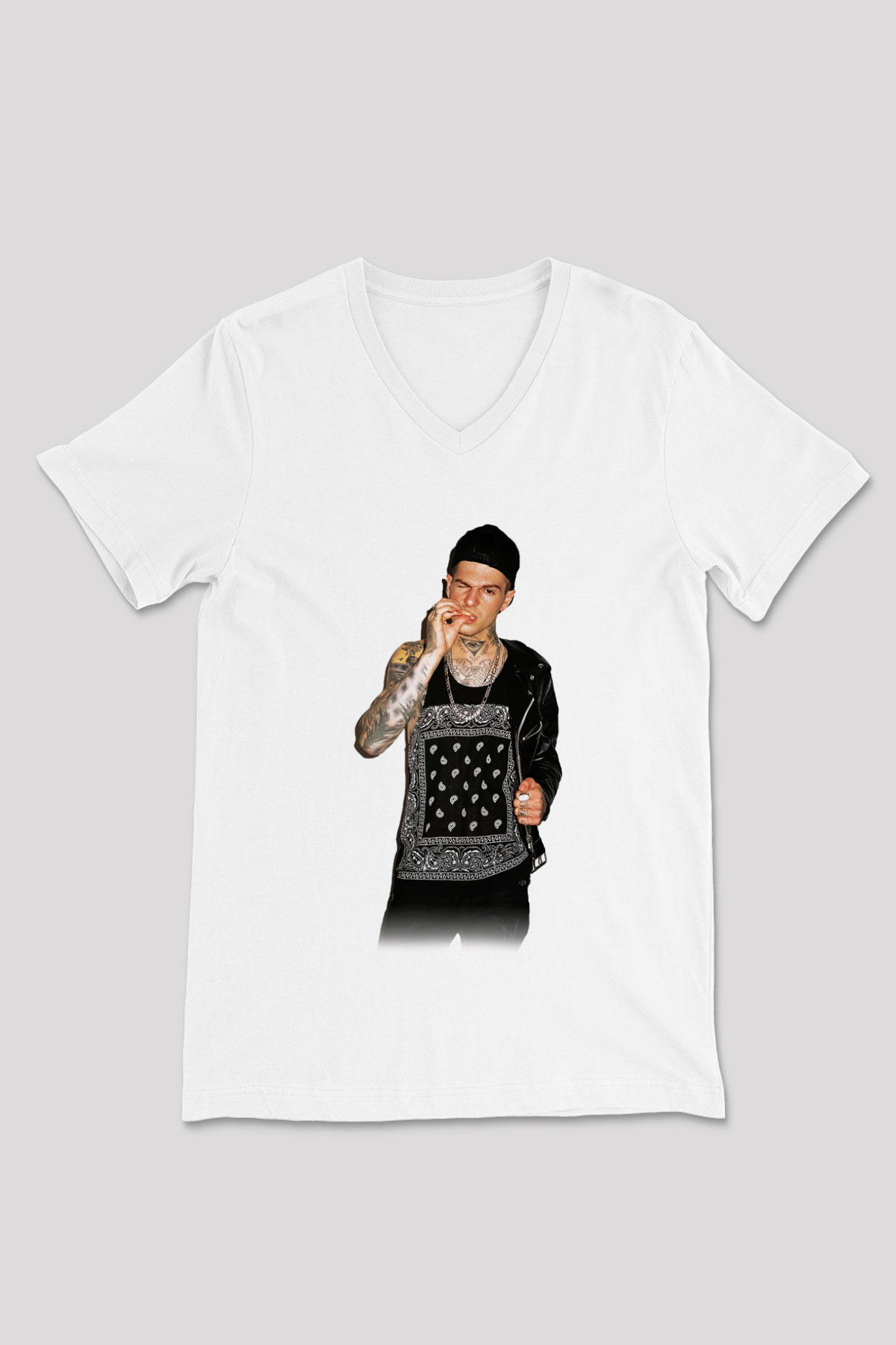 The Neighbourhood Beyaz Unisex V Yaka Tişört T-Shirt