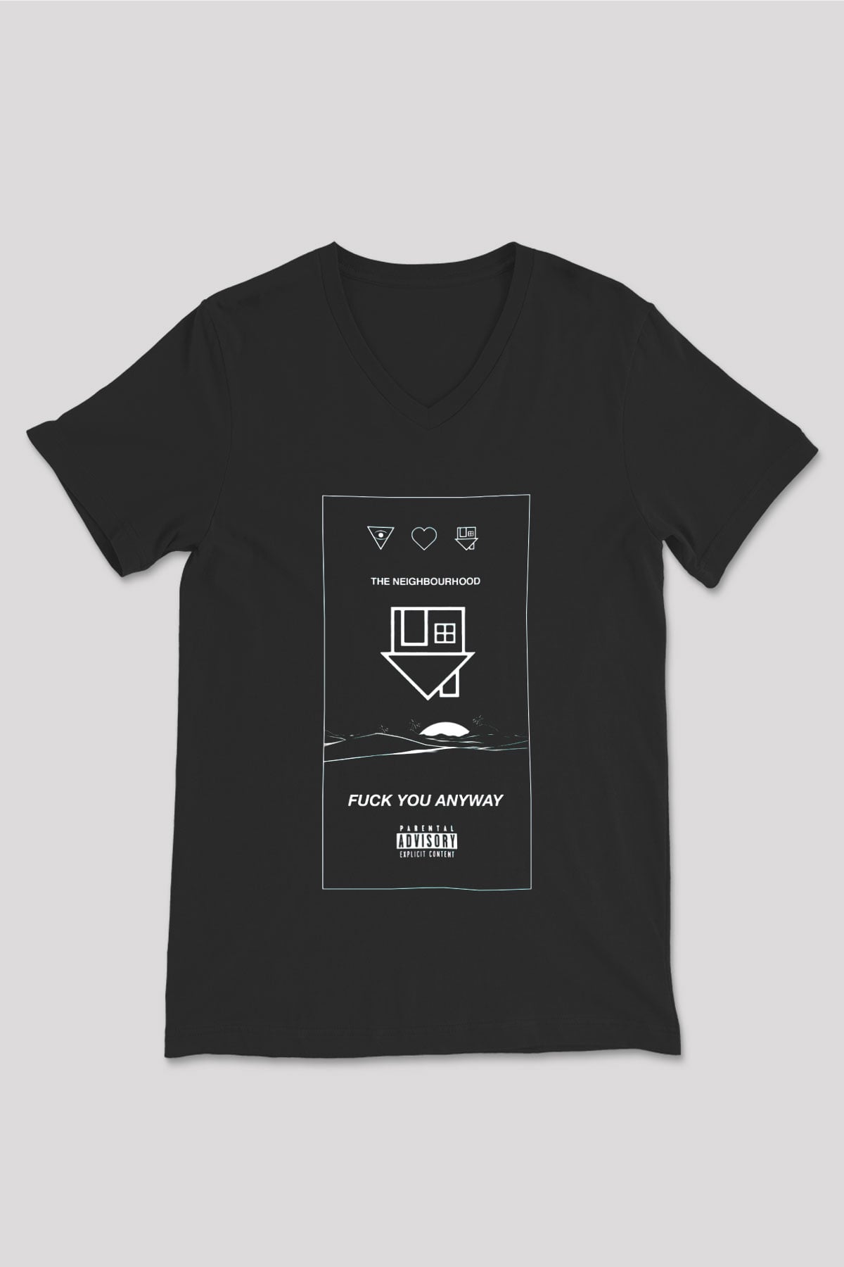 The Neighbourhood Siyah Unisex V Yaka Tişört T-Shirt