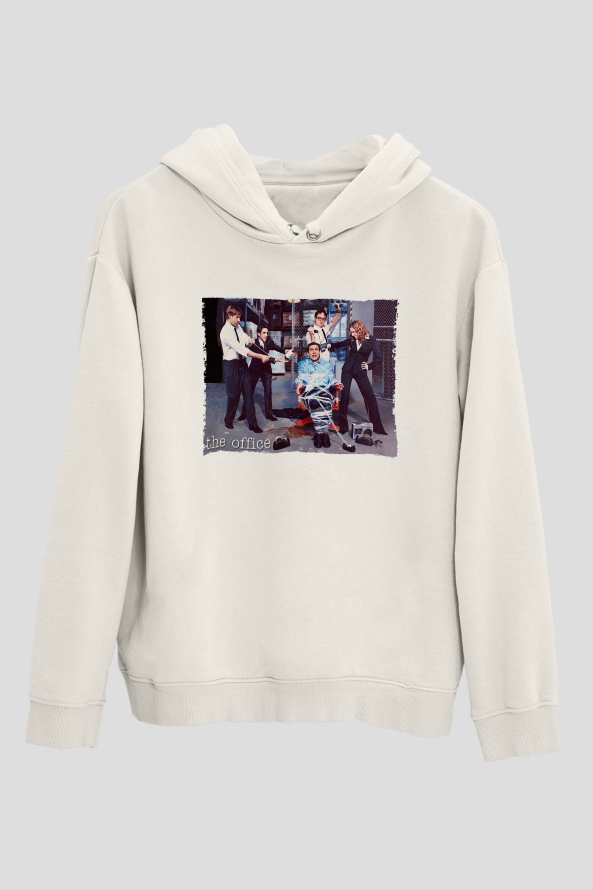 The Office Baskılı Beyaz Unisex Kapüşonlu Sweatshirt