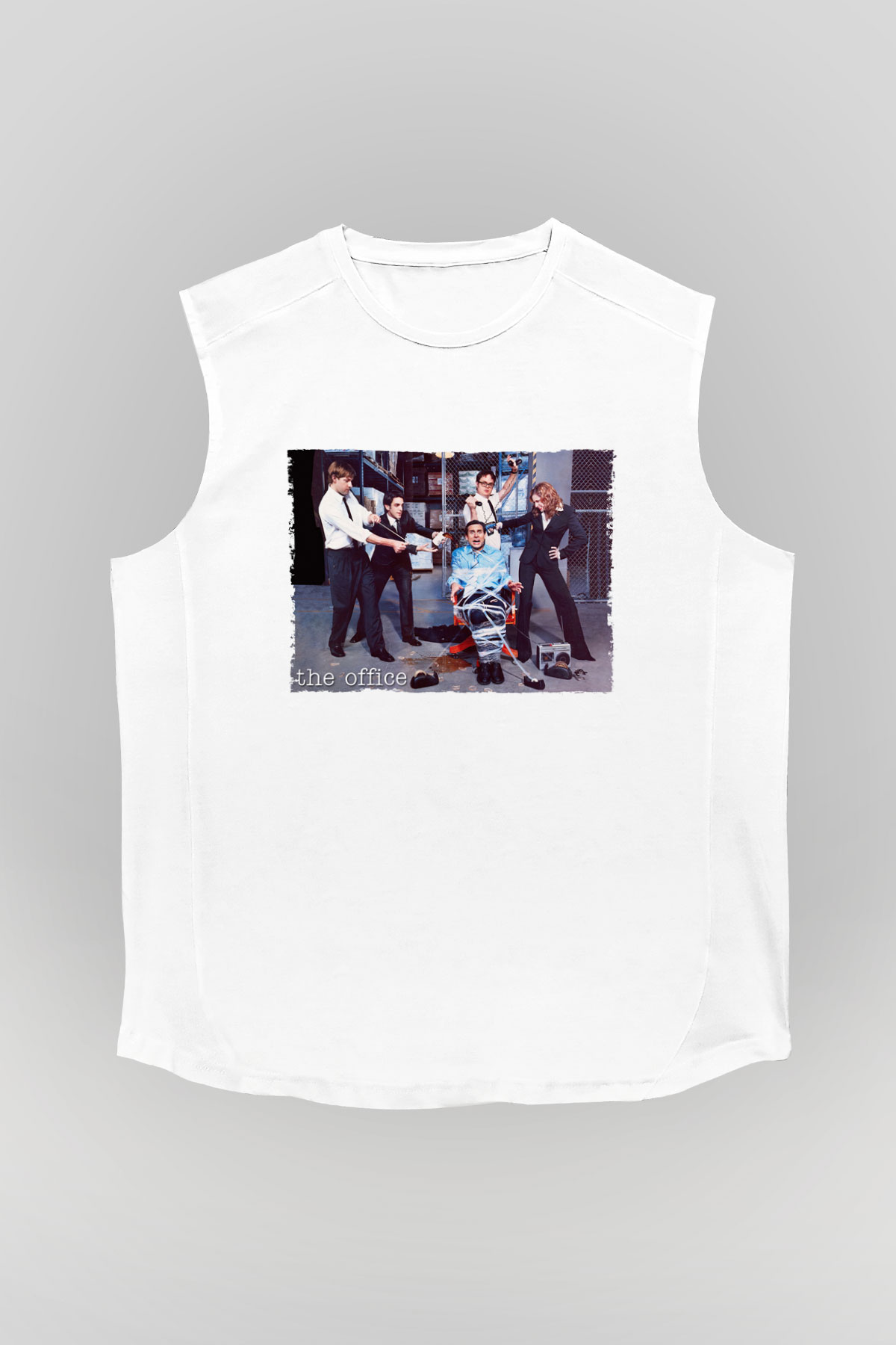 The Office Baskılı Beyaz Unisex Kolsuz Tshirt