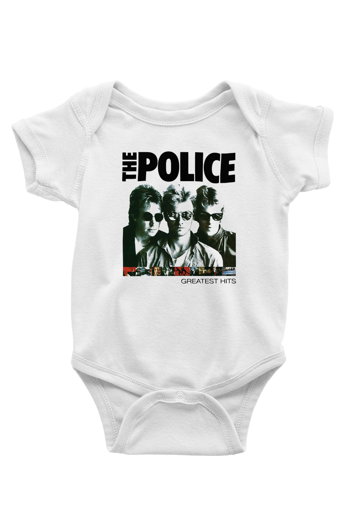 The Police Baskılı Beyaz Unisex Bebek Body - Zıbın