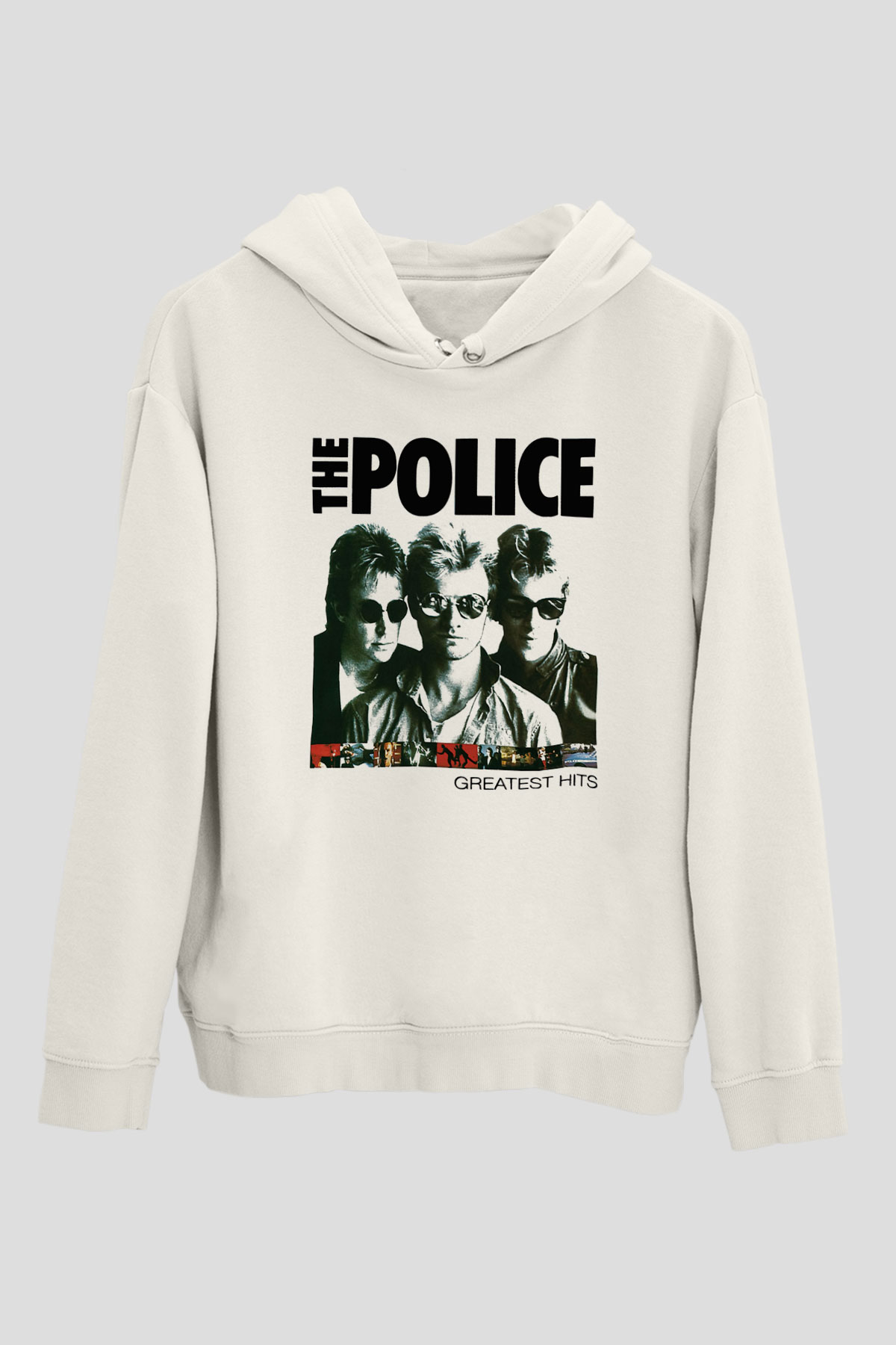 The Police Beyaz Unisex Kapşonlu Sweatshirt