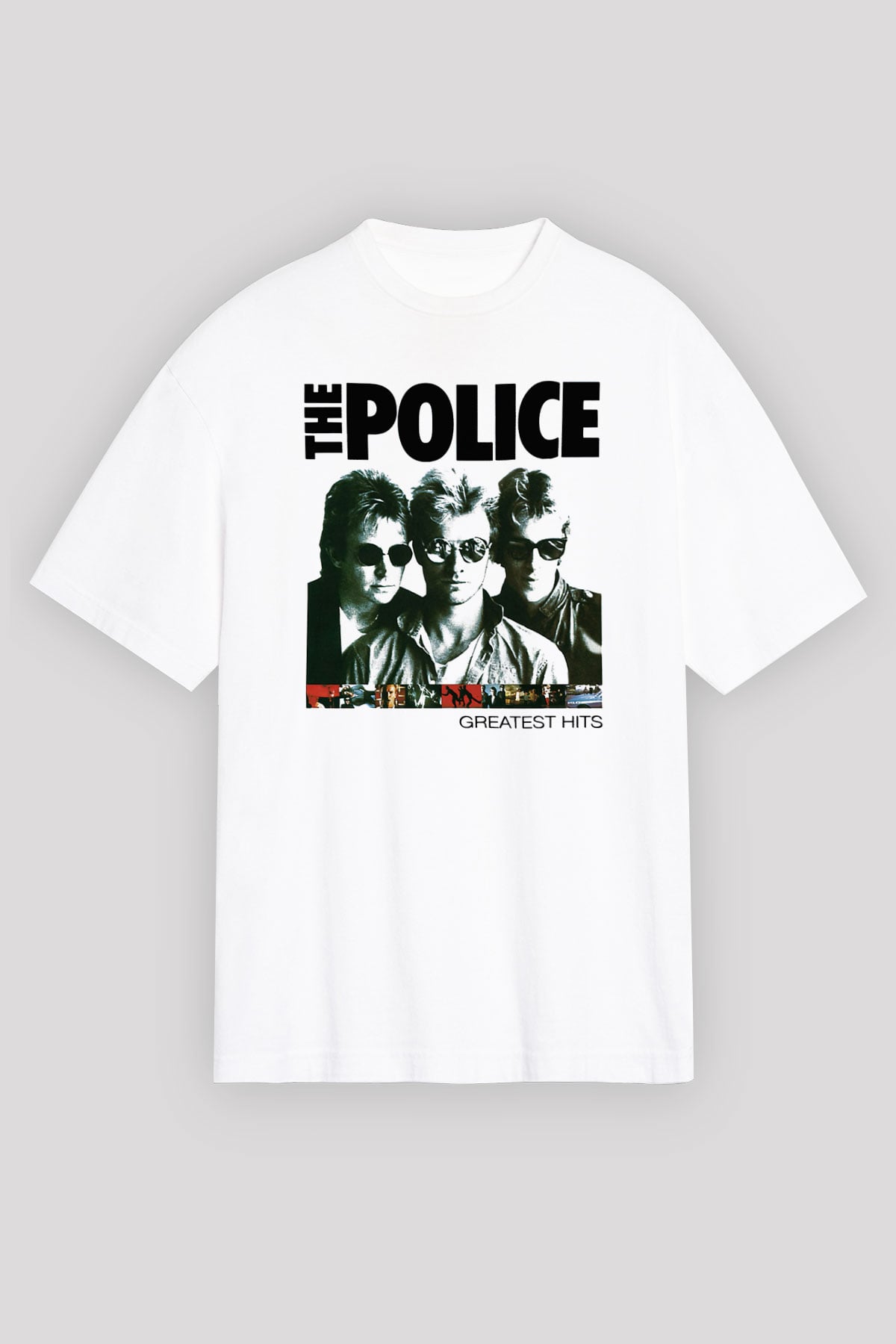 The Police Beyaz Unisex Oversize Tişört T-Shirt