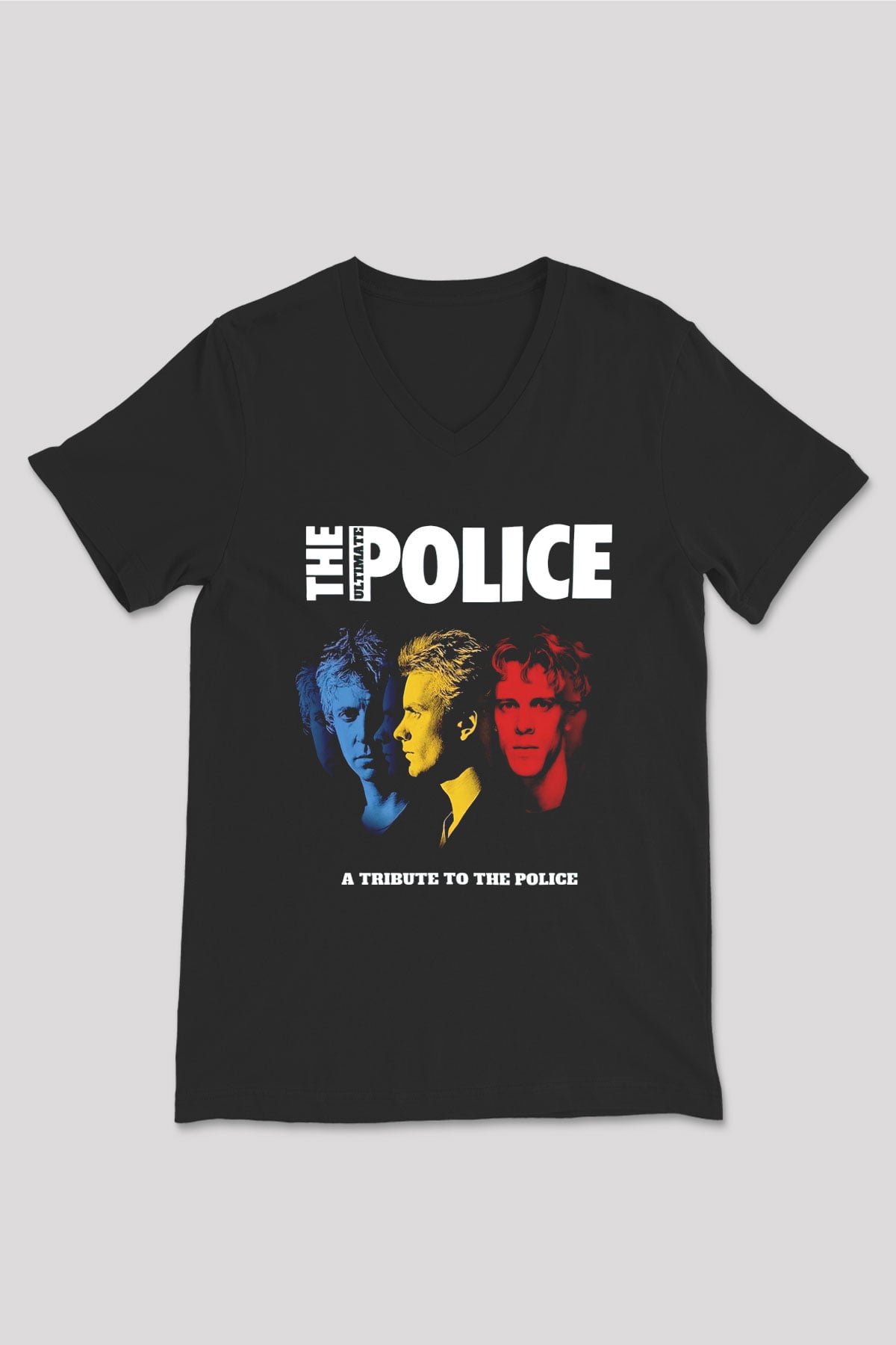 The Police Siyah Unisex V Yaka Tişört