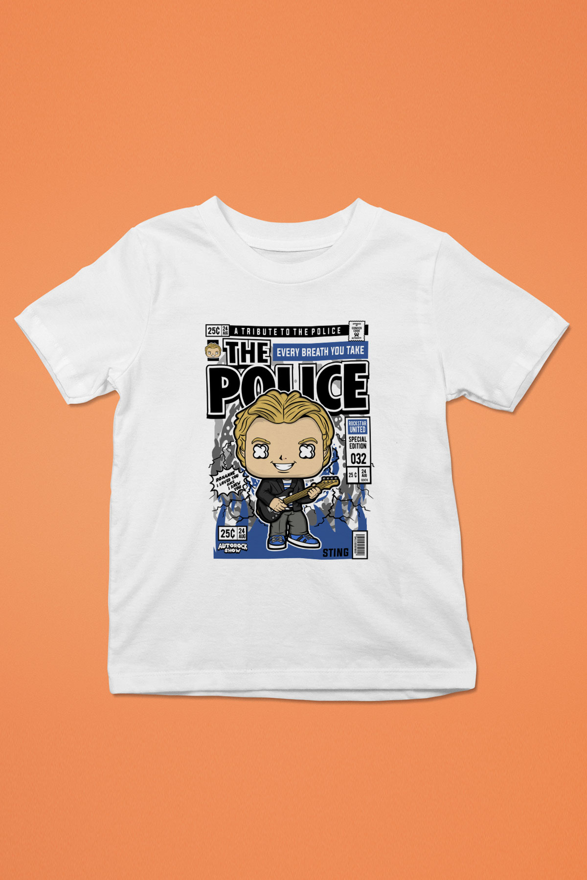 The Police Sting Baskılı Unisex Beyaz Çocuk Tişört