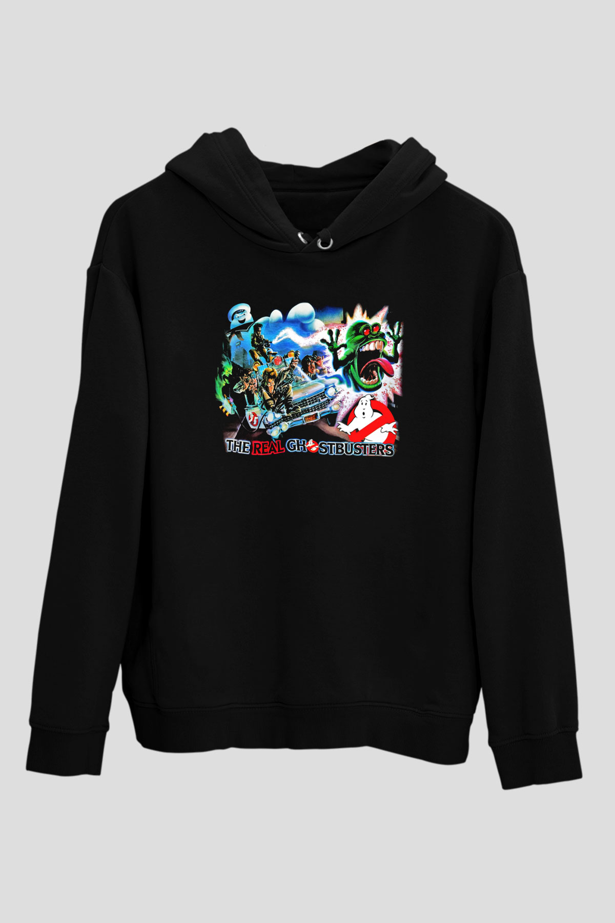 The Real Ghostbusters Hayalet Avcıları Siyah Unisex Kapüşonlu Sweatshirt