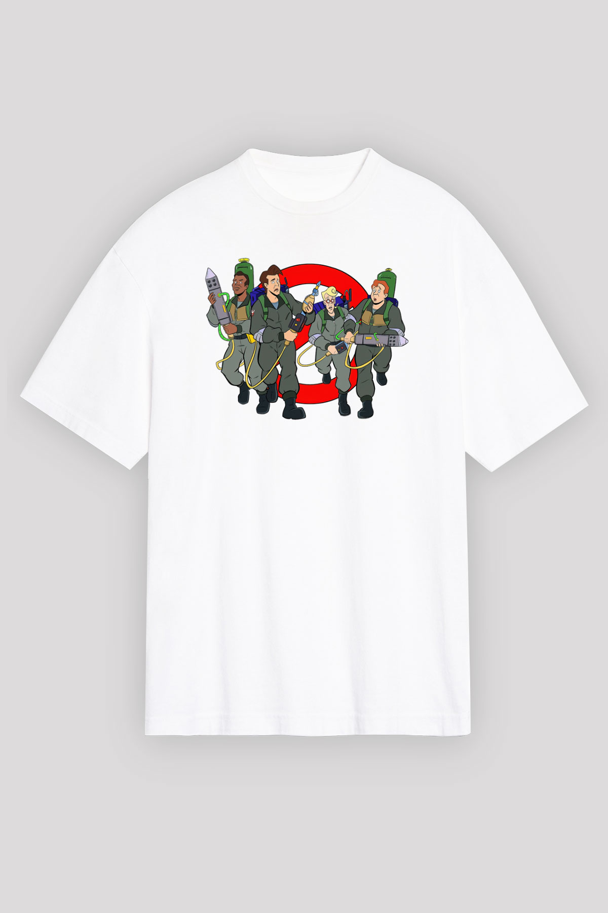 The Real Ghostbusters Hayalet Avcıları Beyaz Unisex Oversize Tişört